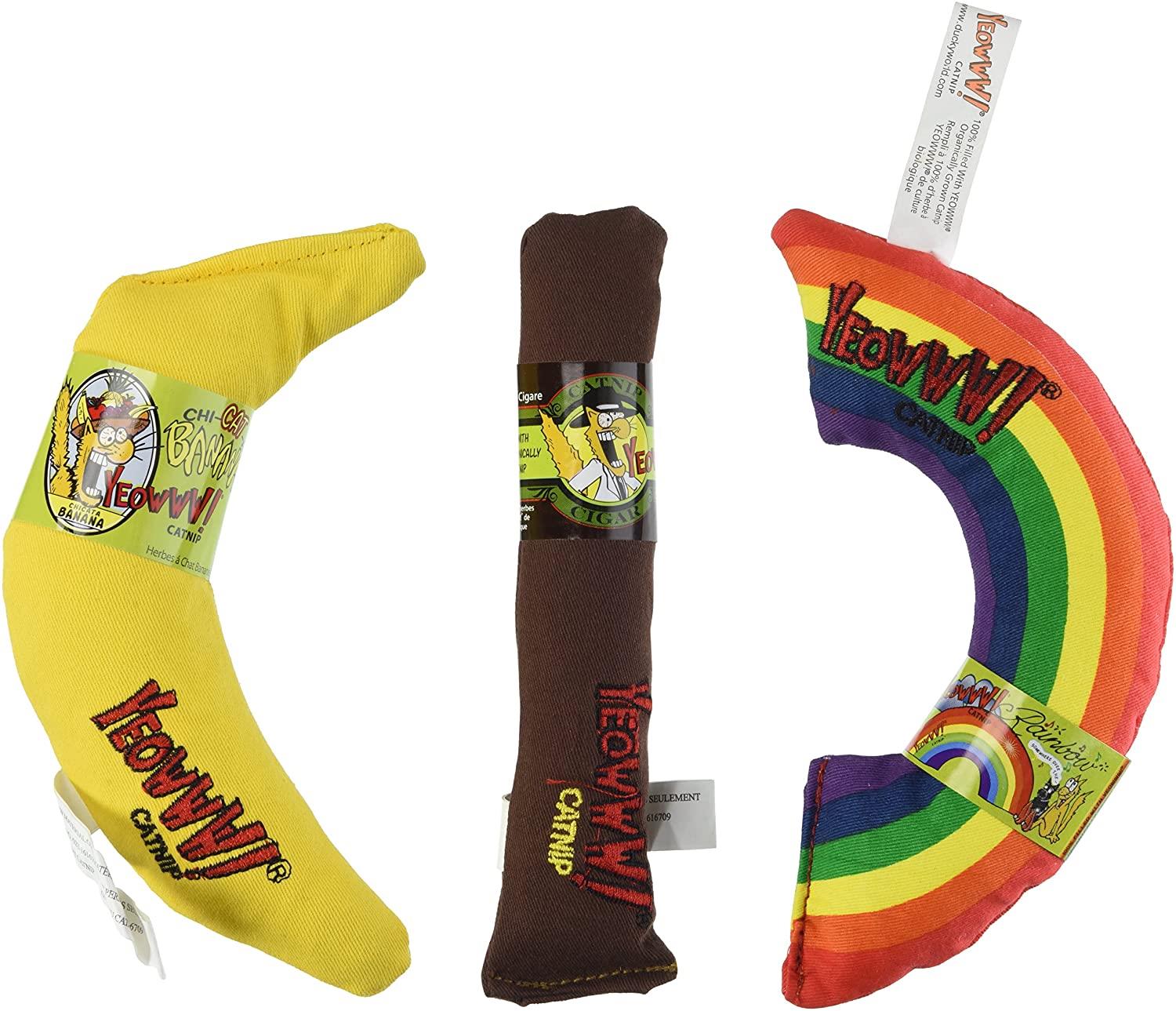 Yeow Katzen-/Kätzchenspielzeug-Paket mit Banane, Zigarre und Regenbogen, mit Katzenminze, Spielzeug, Spielgeschenk
