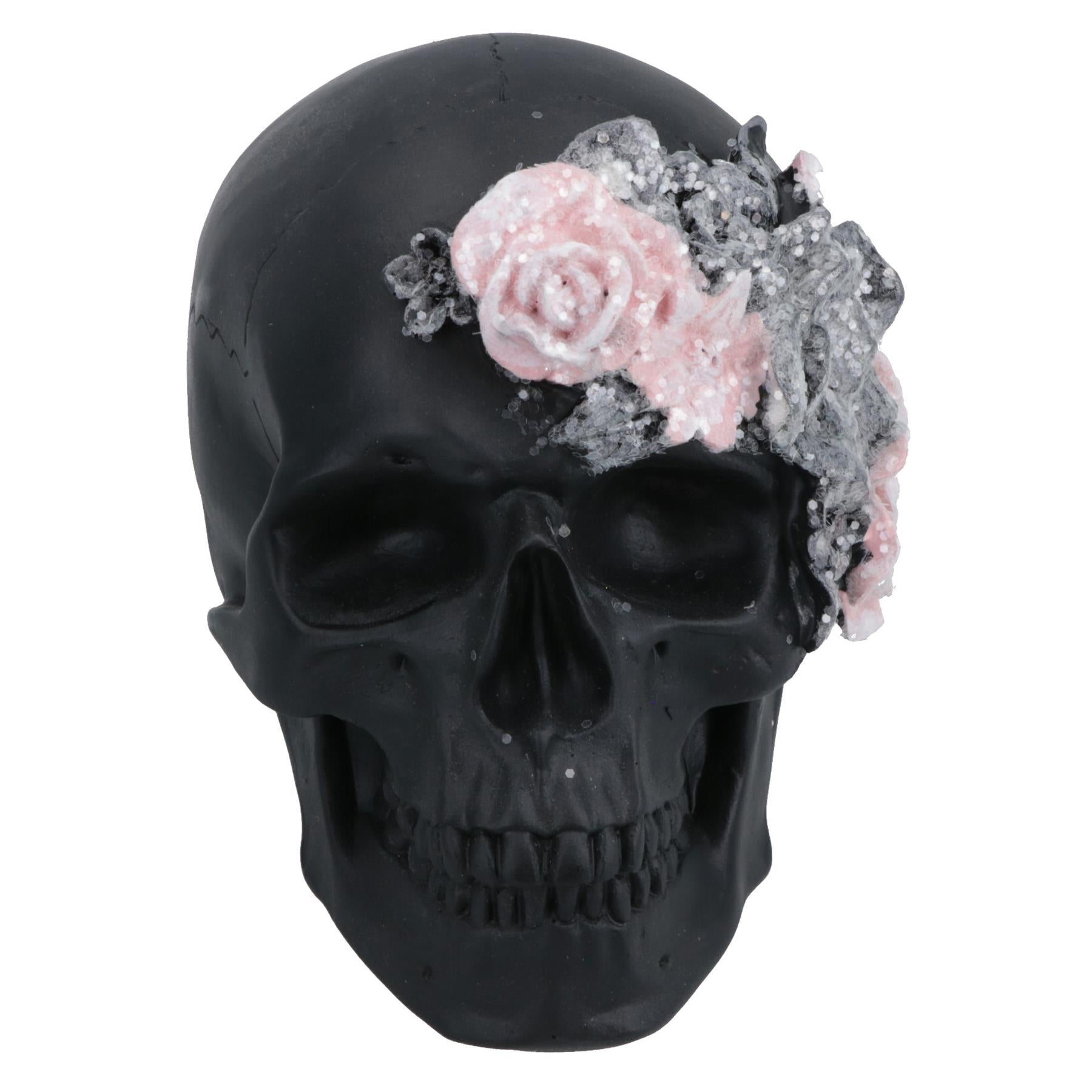 Floral Skulls Ornament Set Of 3 Resin Statue Sculpture House Decoration Home