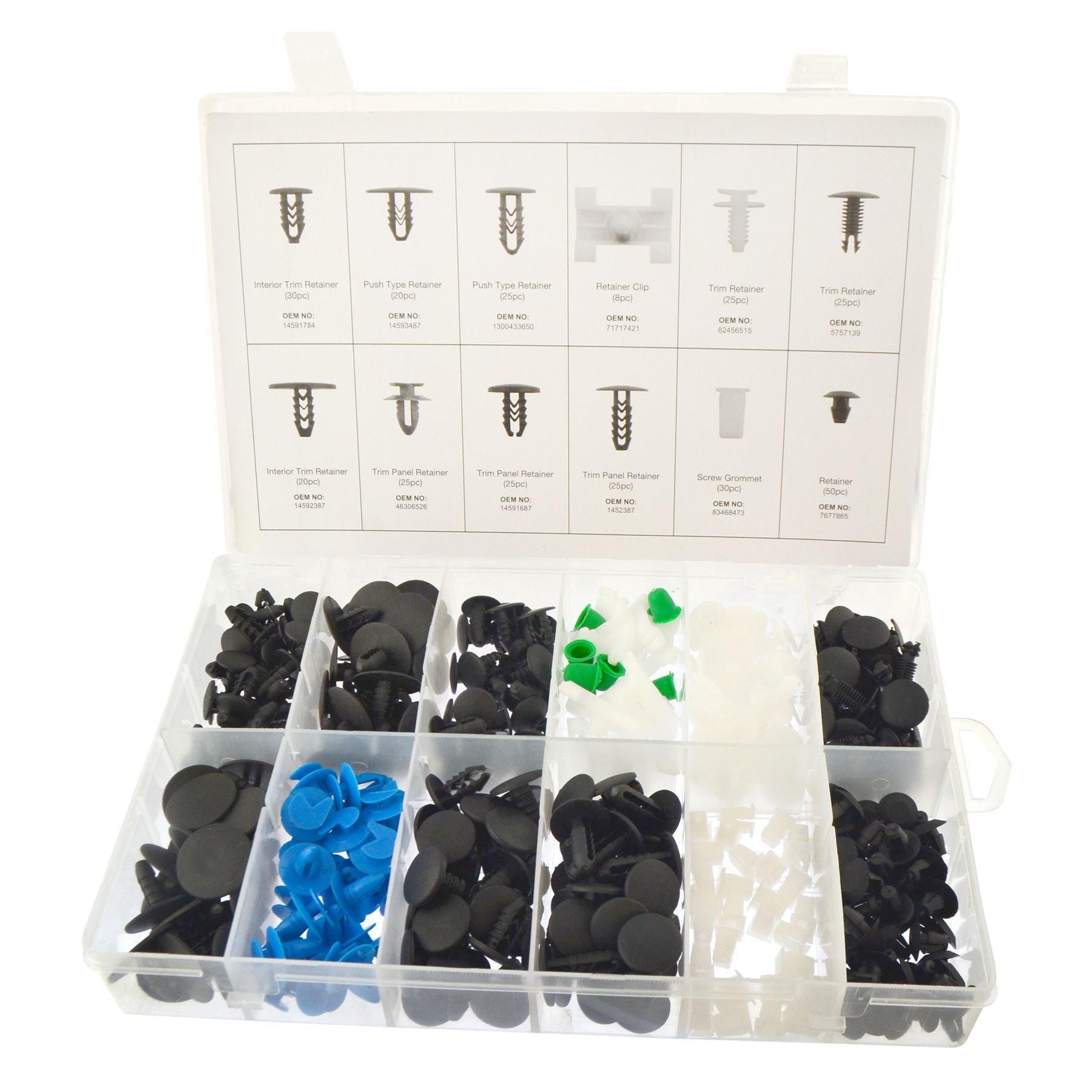 Assortiment de clips de garniture Fiat, clips de fixation pour œillets de retenue, 308 pièces