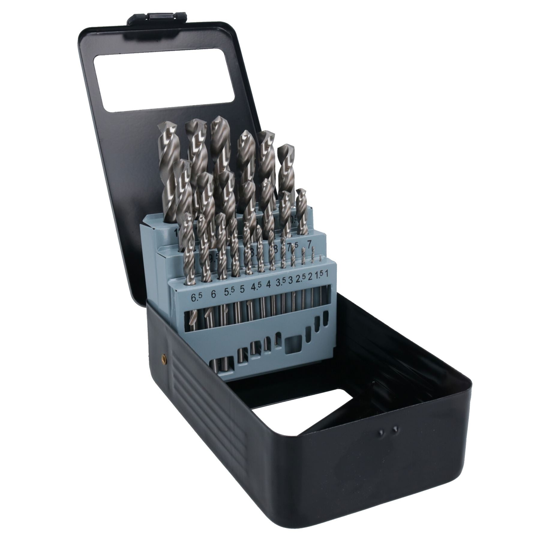 25-teiliges HSS-G-Bohrer-Set mit metrischen Schlitzbohrern für Metall, Kunststoff und Kupfer, 1 mm – 13 mm