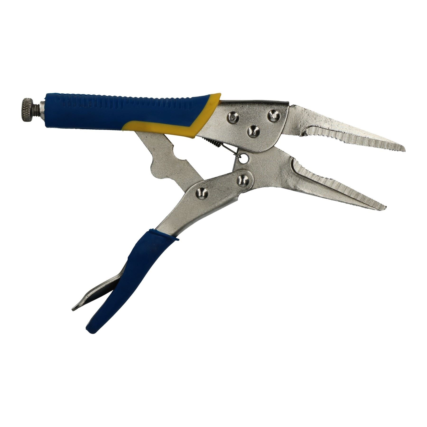 9"/230 mm lange, gerade, langspitzige Feststellzange mit Softgrip-Griffen