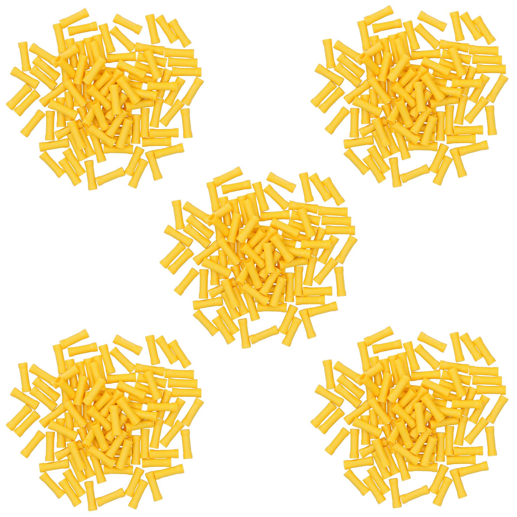 Insulated Straight Butt Connectors Electrical Crimps Terminals Yellow