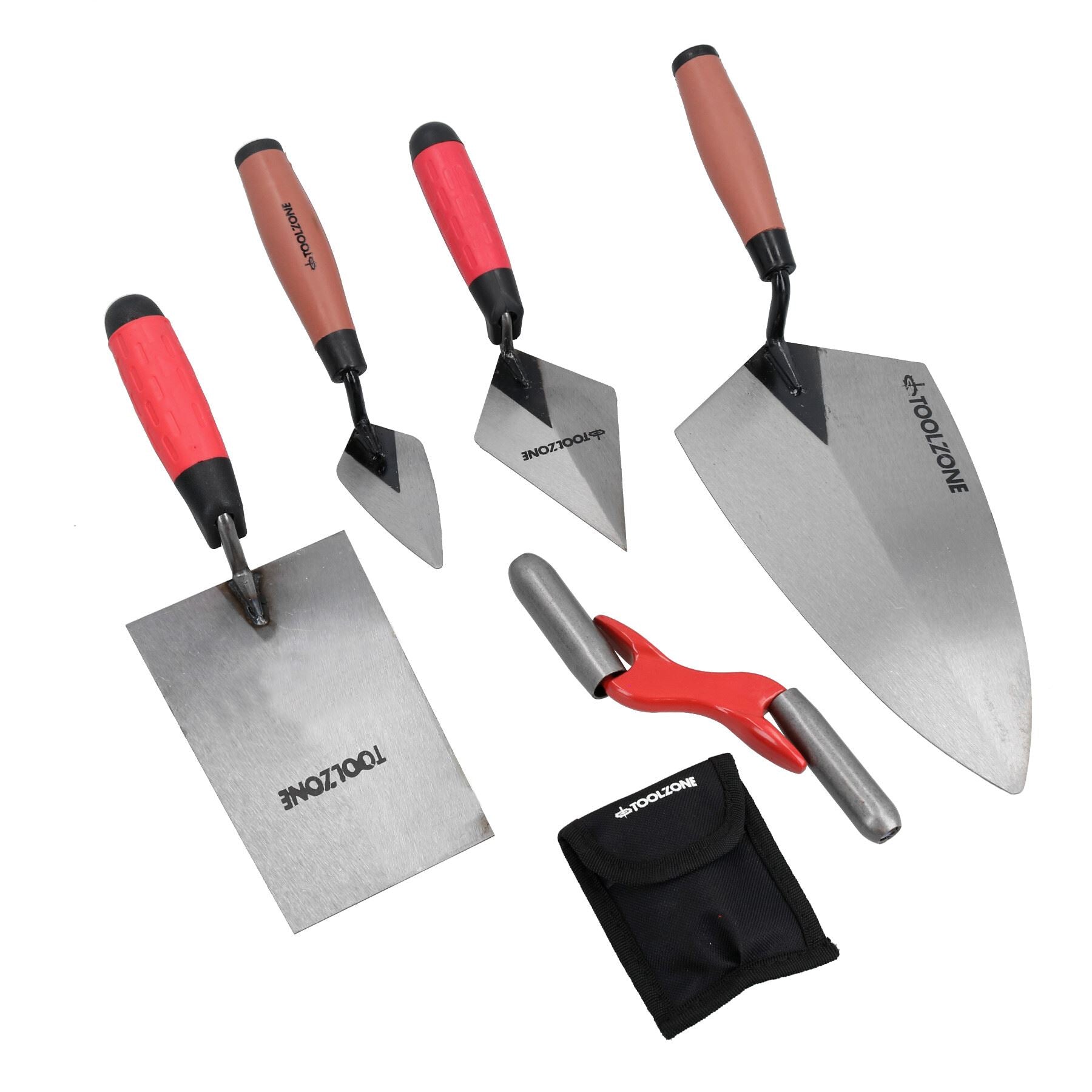 5pc Building Block Laying Trowel Set Bucket Pointing Brick + Brick Jointer Kit