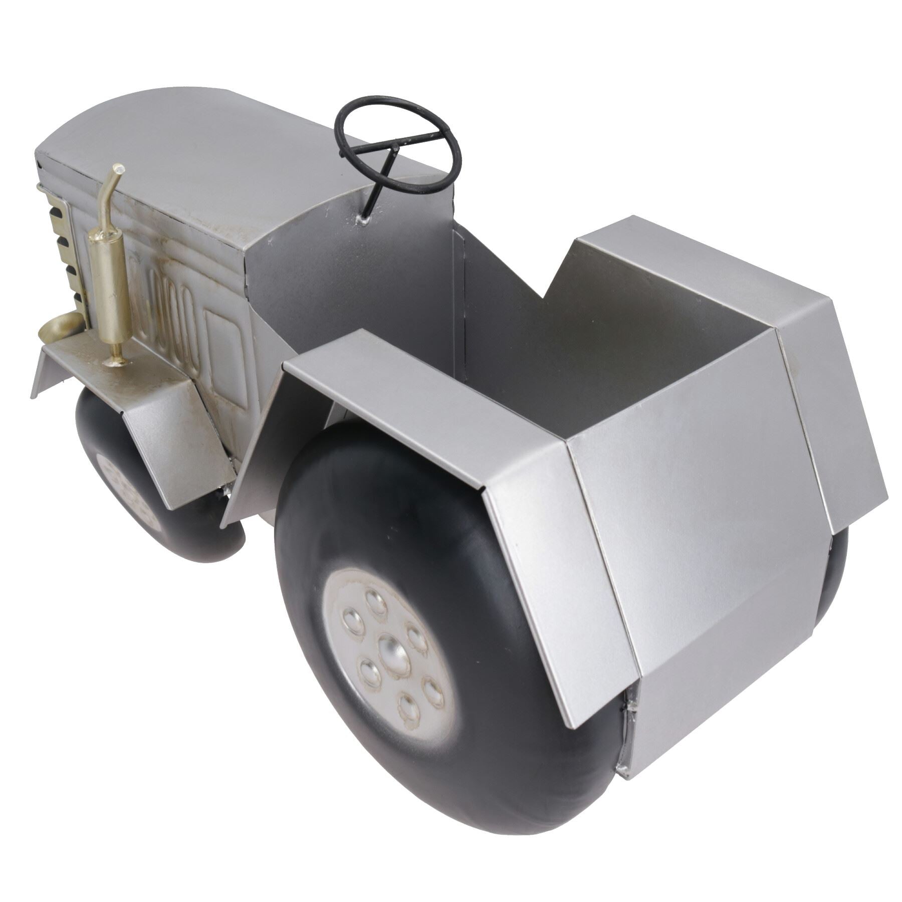 Grau/Splitter Traktor Pflanzer Blumentopf Garten Metall Ornament Bauernhof Haus