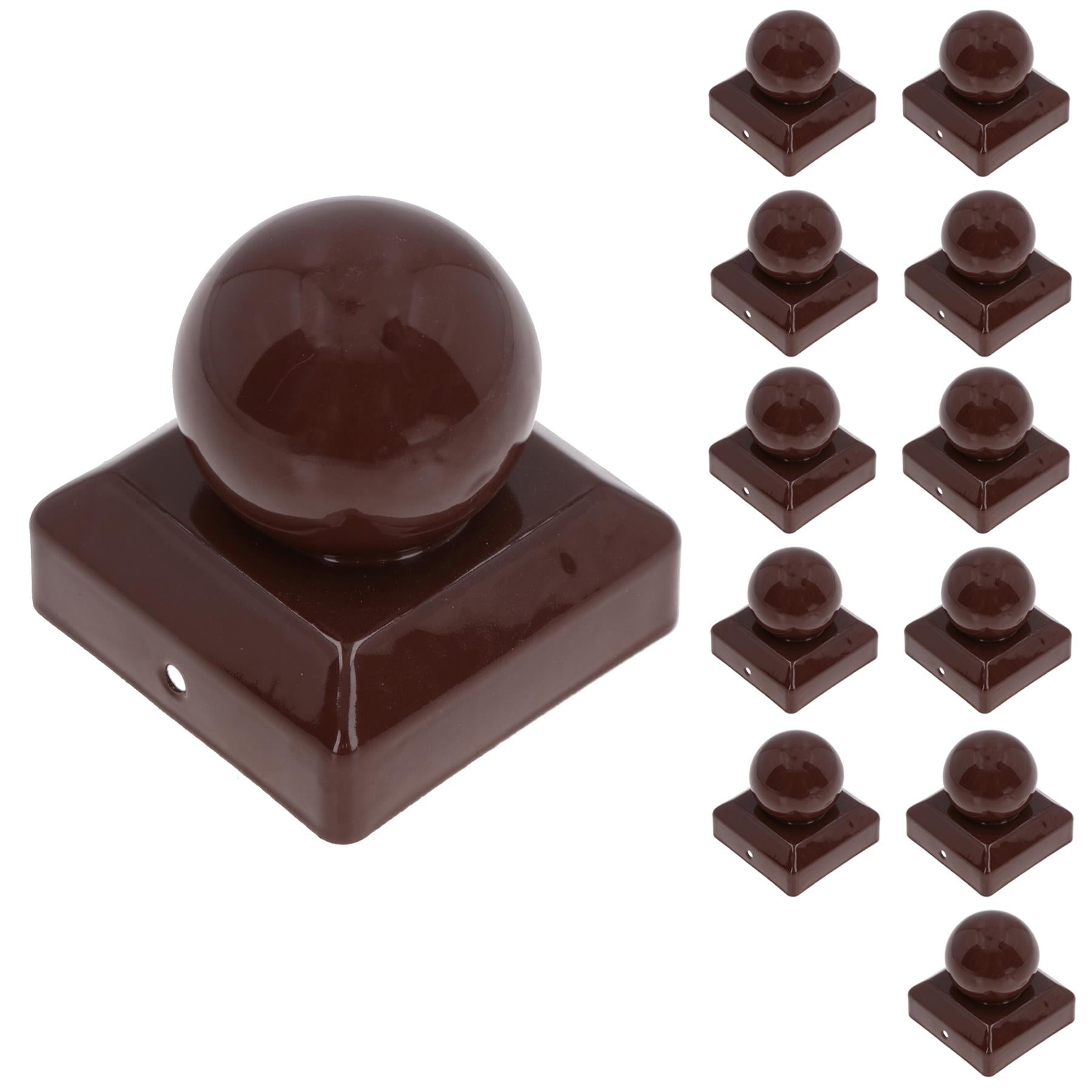 Round Metal Fence Post Caps 75mm or 100mm Protector Cover Brown or Silver