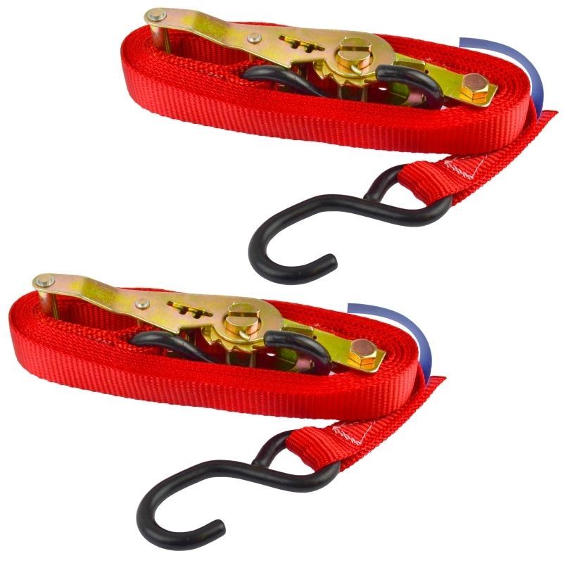 Roter Zurrgurt mit Ratschengurt für Anhänger, 4 m, Haken, Ladungsgurt, 325 kg, Zurrgurt x 2 (Paar)