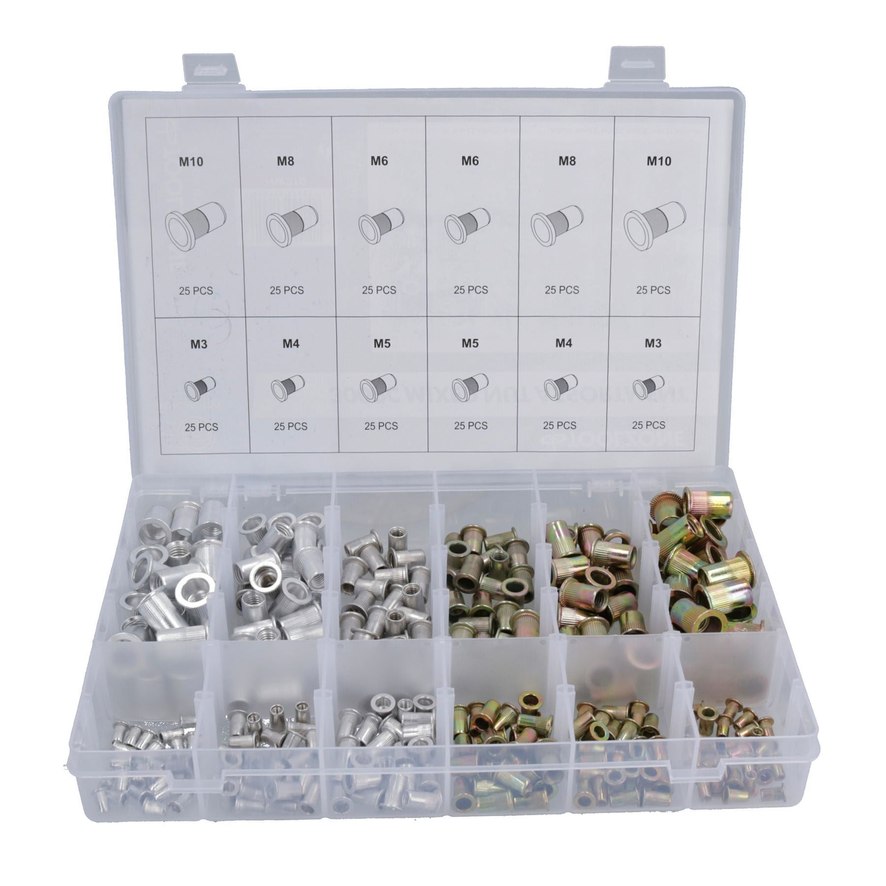 Lot de 300 écrous borgnes filetés en acier et aluminium de 3 à 10 mm