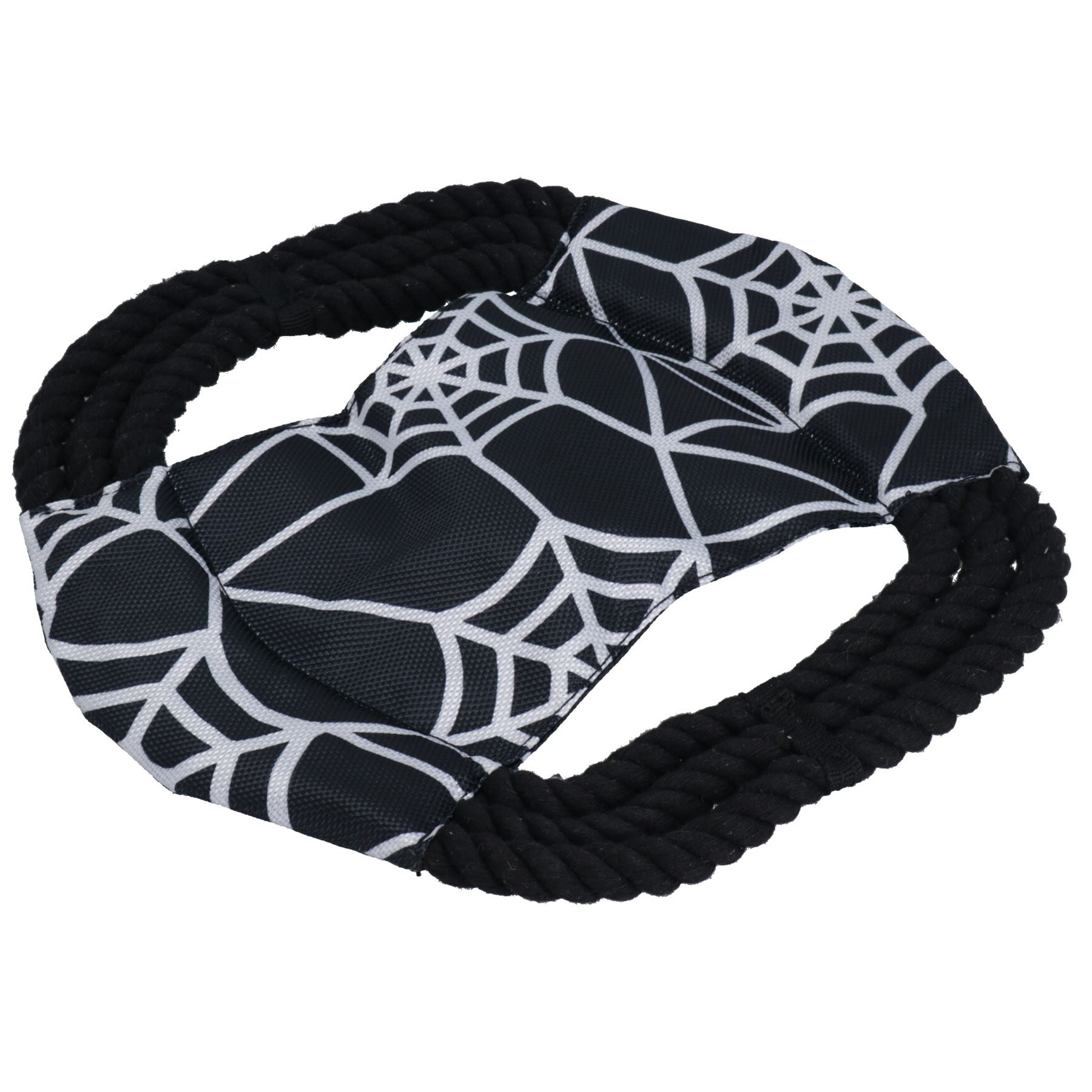Hundewelpen klein Halloween Geschenk Nylon Seil Spinnennetz Seil Frisbee Spielspielzeug