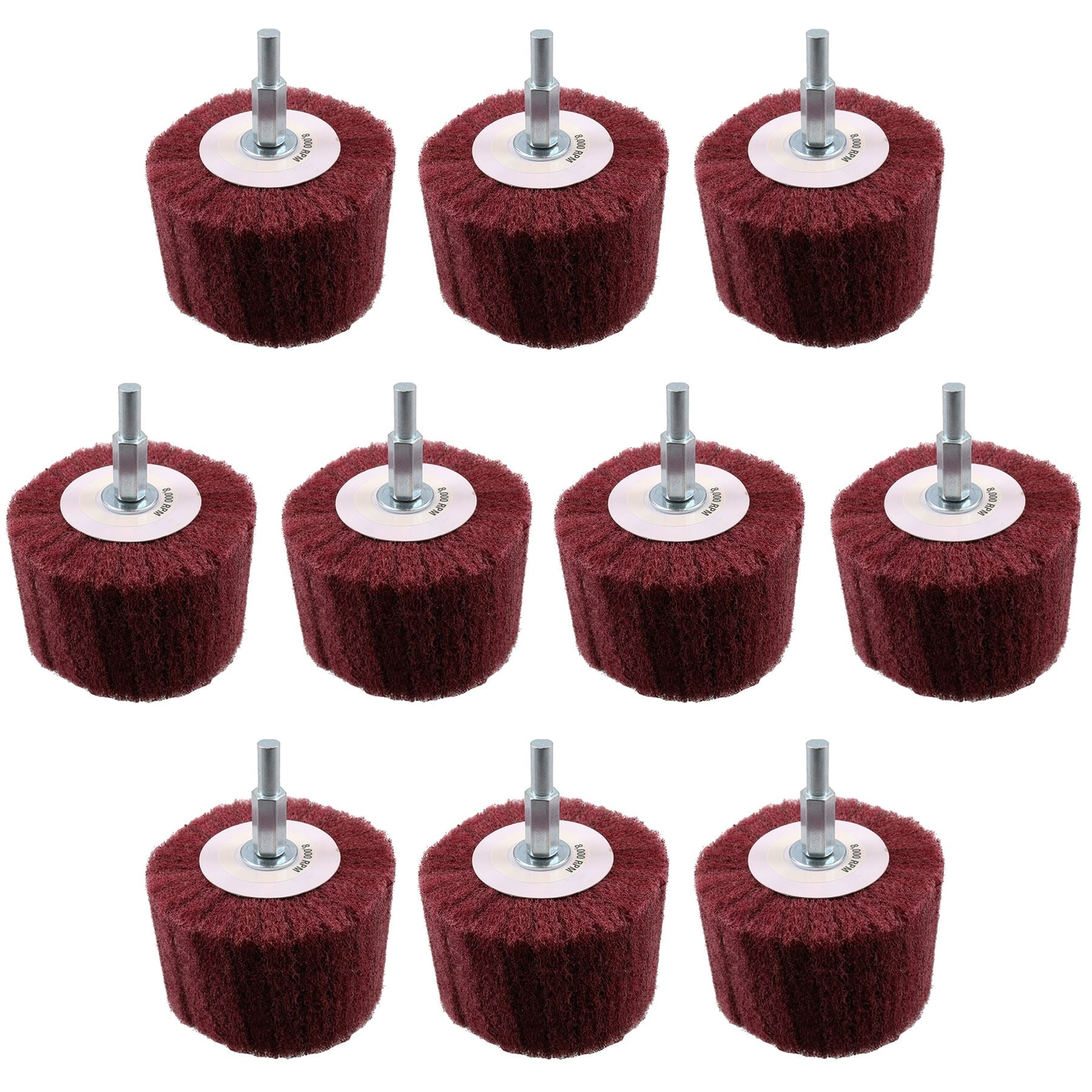 Zylinderförmiger Schleif- und Poliermopp, Breite 75 mm, Körnung 240, Schaft 6 mm