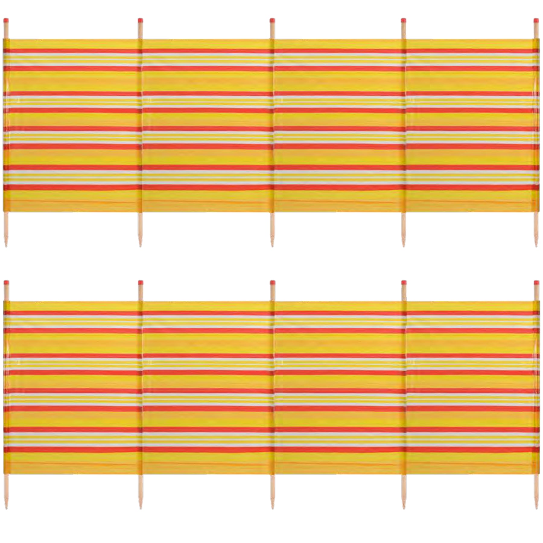 Abri de plage coupe-vent à 5 poteaux 1,2 m sur 2,8 m avec écran d'intimité et bande jaune