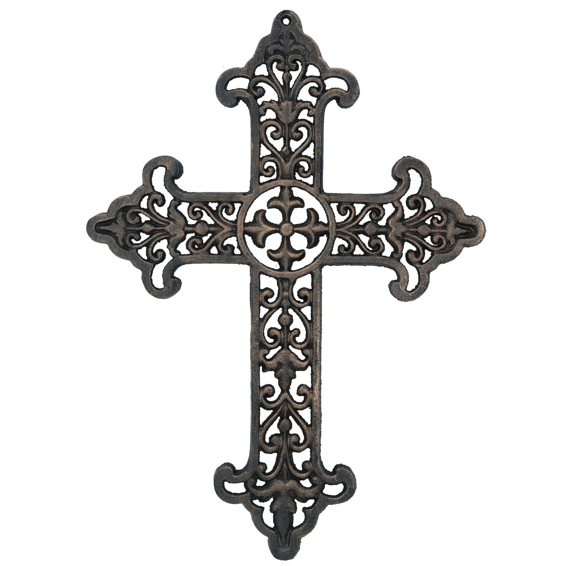 Plaque en métal en forme de croix en fonte pour porte, mur, maison, hangar, église, style victorien et gothique