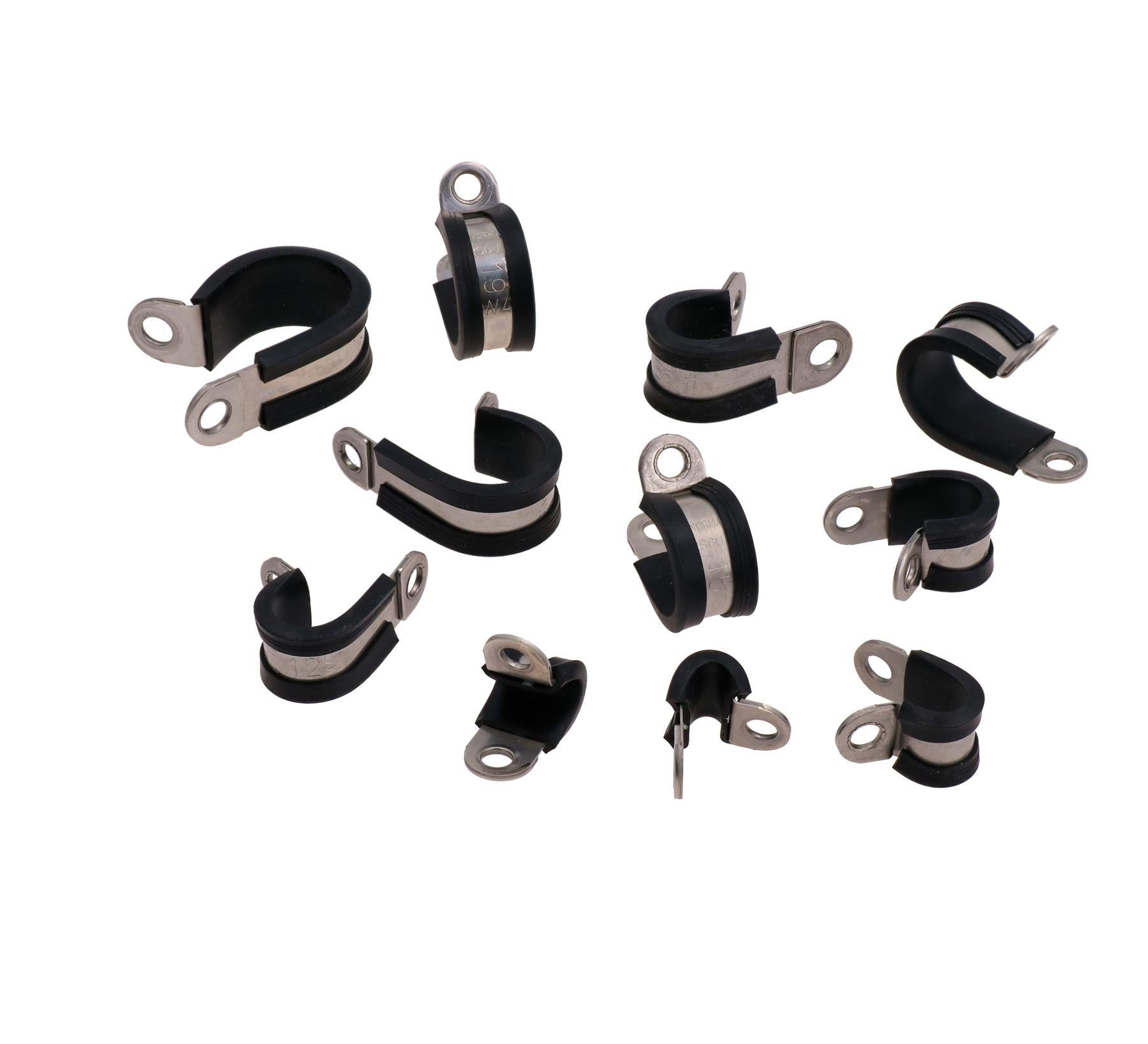 Pack of 10 Stainless Steel Rubber Lined P Clips Pipe Cable Clamp