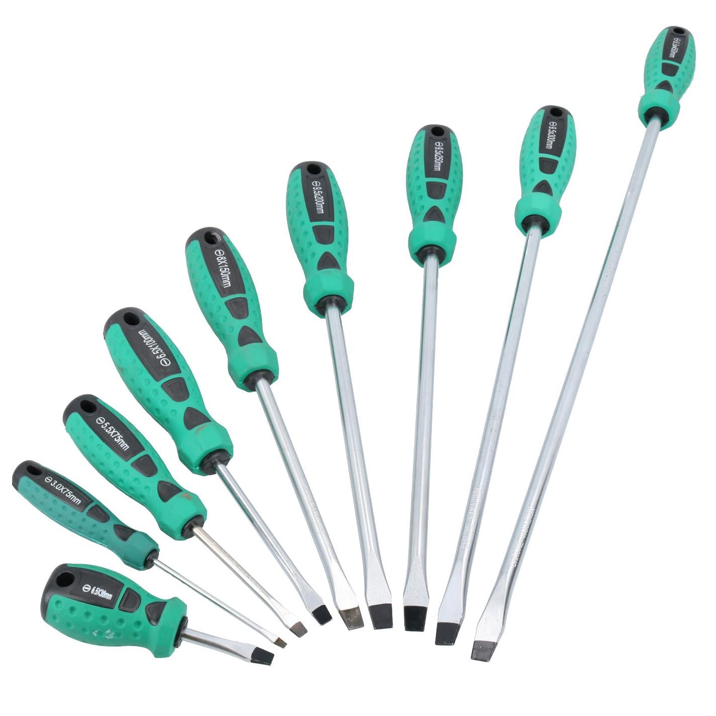 Tournevis à tête plate avec embout magnétique et manche en caoutchouc 3 mm – 9,5 mm