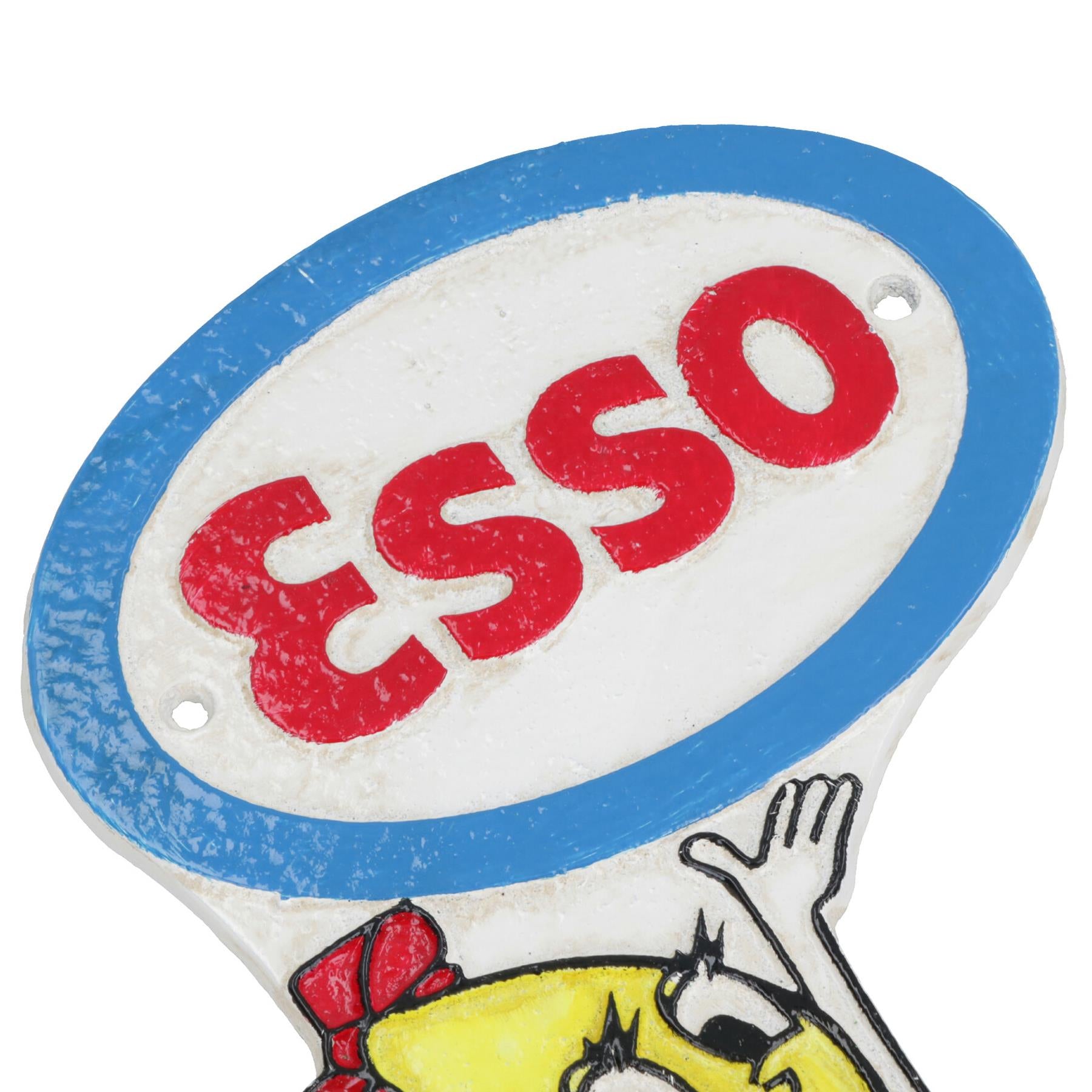 Esso Man Boy Girl Lady Plaque Sign Oil Drop Pair Cast Iron Shop Wall Door Garage