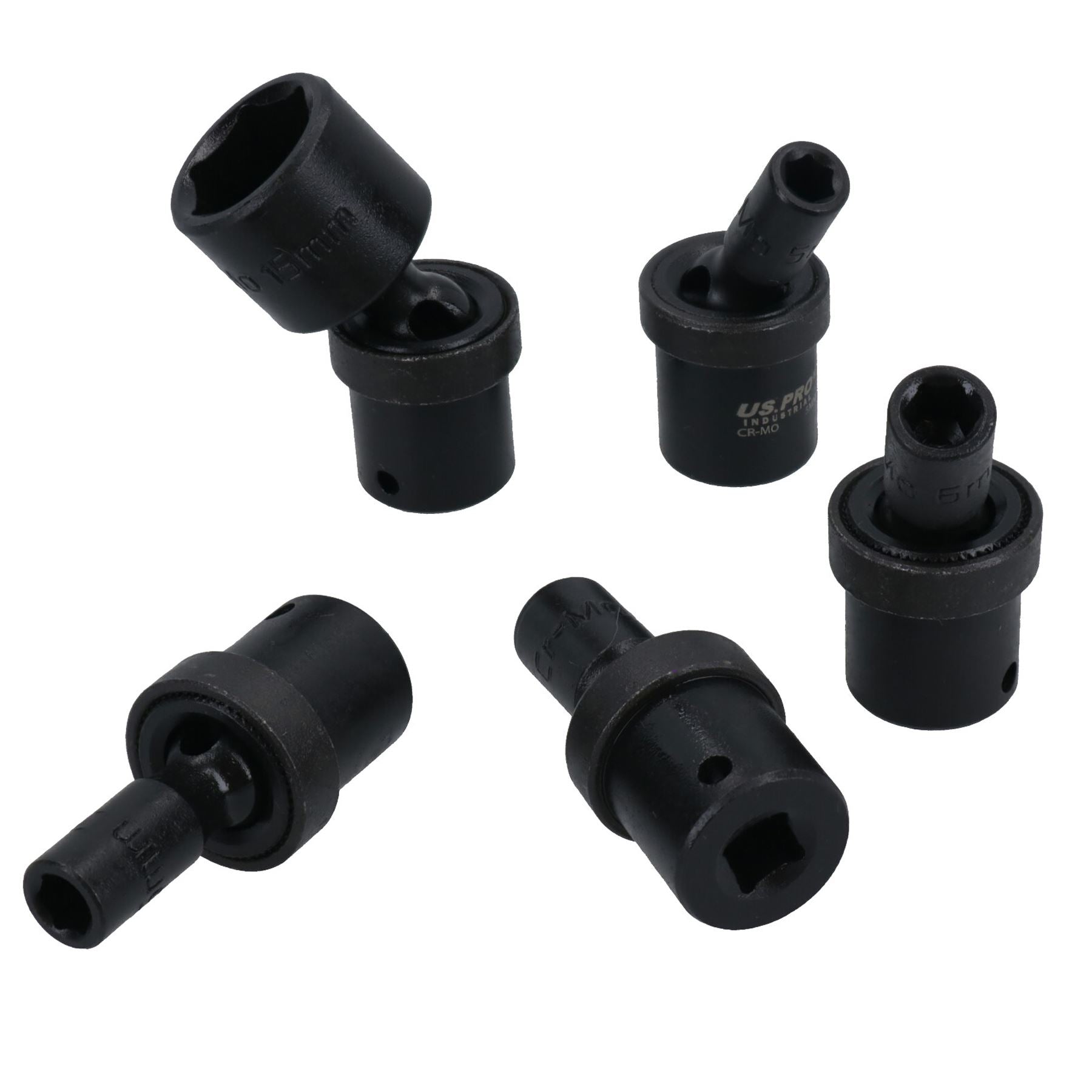 Schwenkbare, taumelnde, metrische Schlagnüsse mit flachem Schaft, 1/4-Zoll-Antrieb, 5 – 15 mm, 12-teilig, 6-seitig
