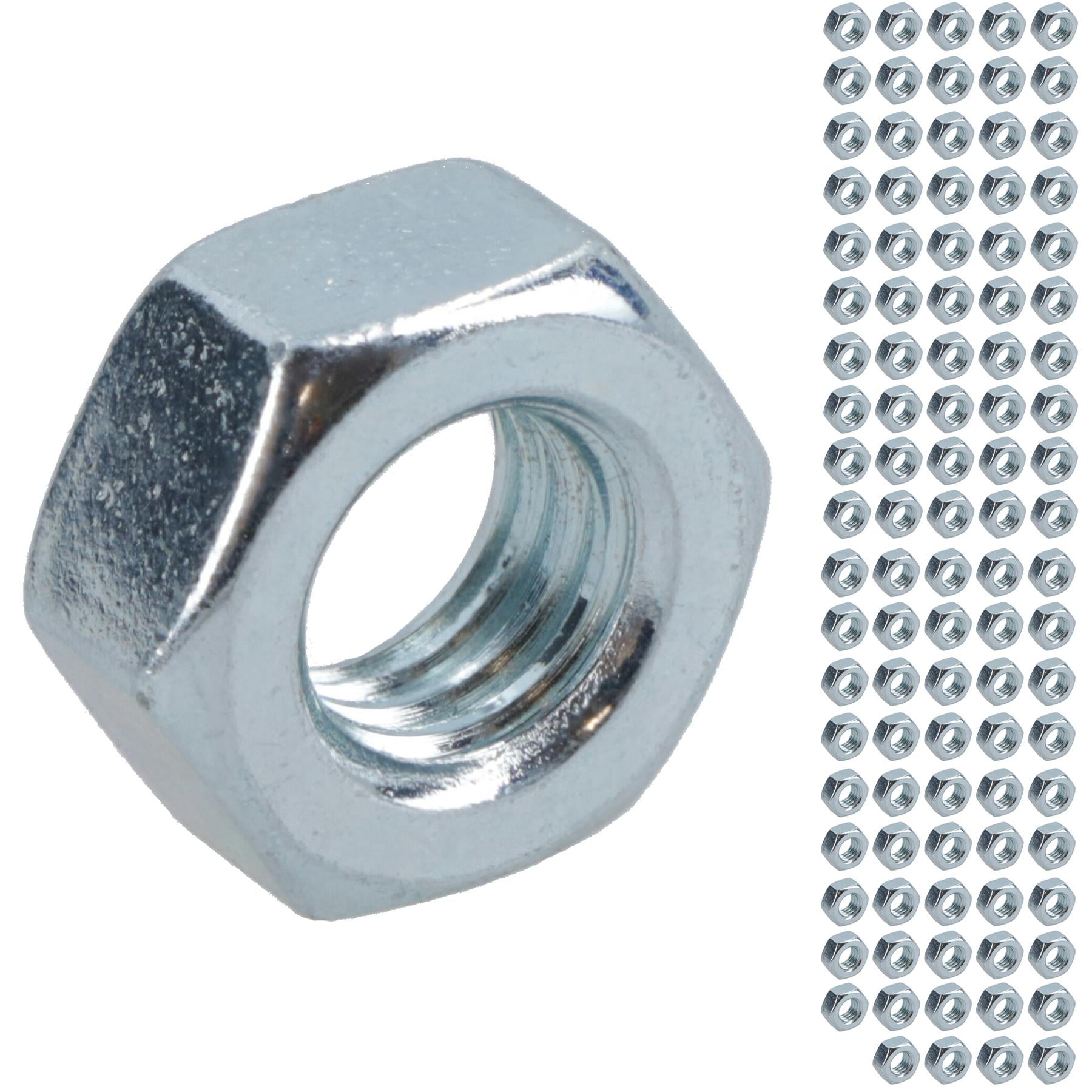 M8 x 1.25mm Hex Full Nut Fastener Hexagonal Metric Nuts Grade 8 Zinc Plated