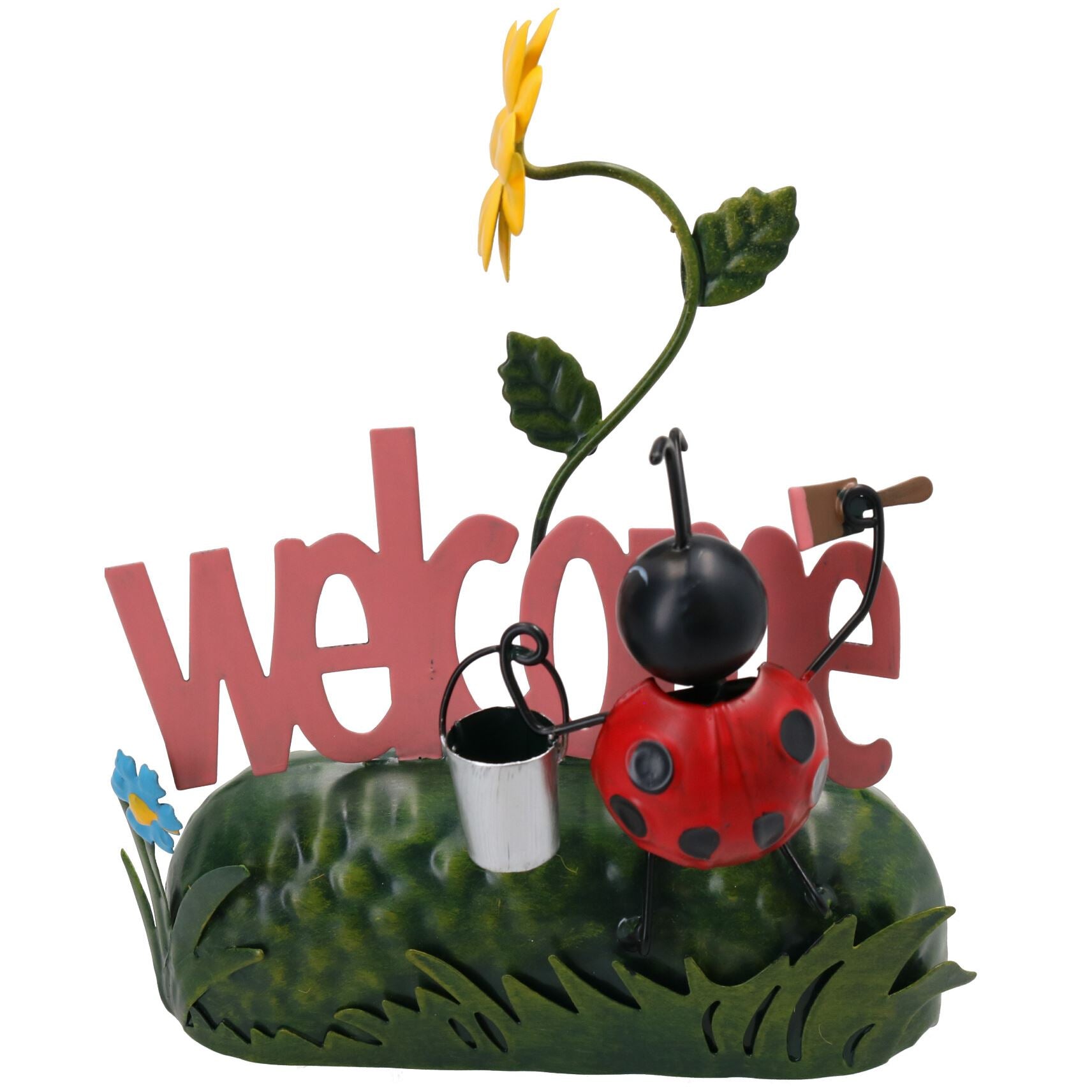 Miniature Life Metal Coccinelle Bienvenue Jardin Maison Cadeau Ornement 9x17x20cm