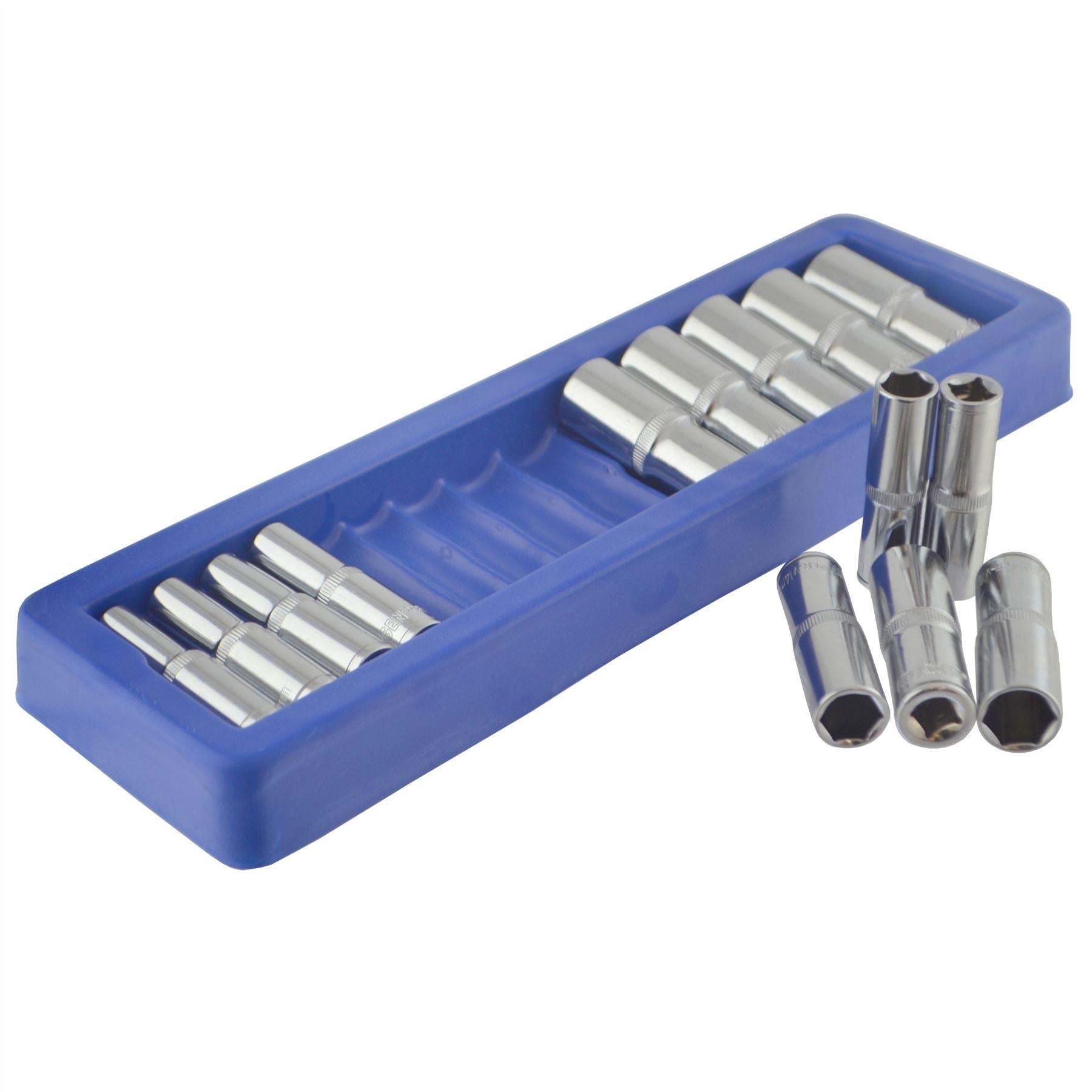 3/8"-Antrieb, doppelt tief, metrisch, MM-Steckschlüssel, 6-seitig, Einzelsechskant, 8 mm – 21 mm