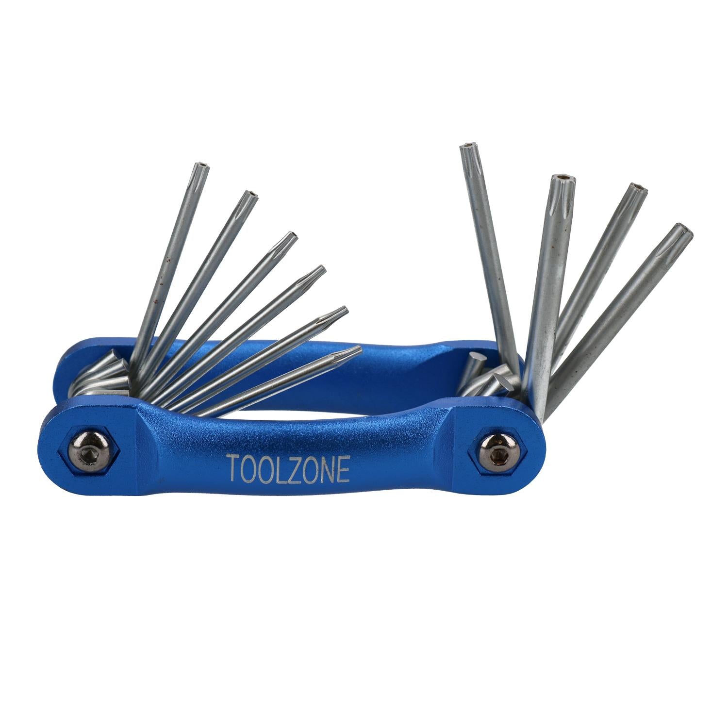 10 teiliger Torxschlüsselsatz mit Aluminiumrahmen T6 - T30 Security Torx Taschenformat