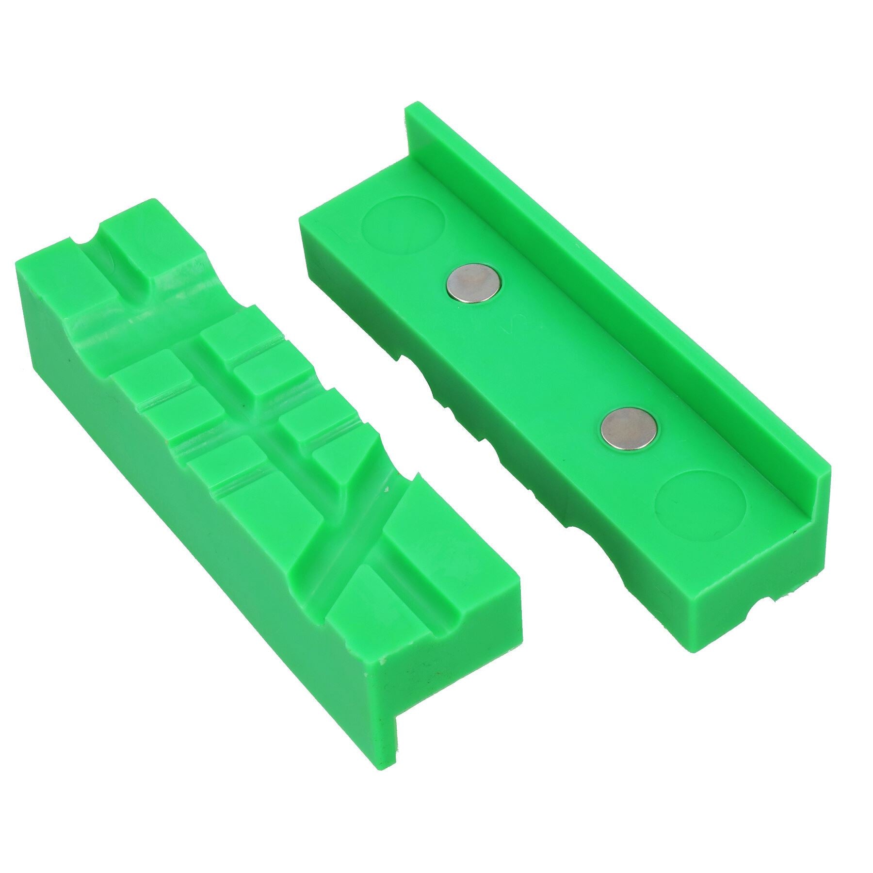 Coussinets de mâchoires souples magnétiques multi-rainures de 4 po pour étau d'établi, non marquants, verts