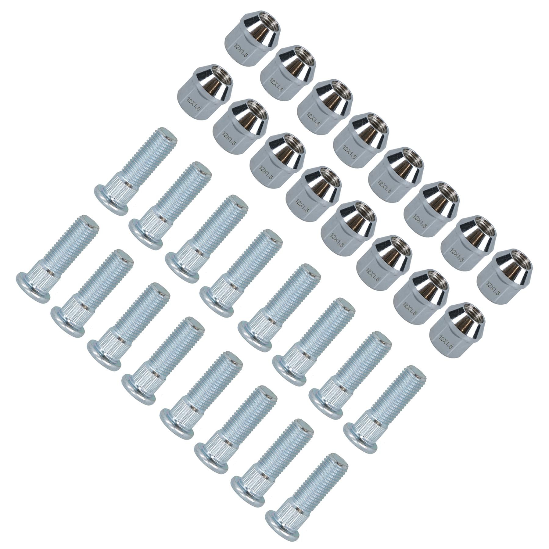 Pack of 16 M12 x 1.5 Wheel Studs And Nuts For 100mm PCD Trailer Hubs
