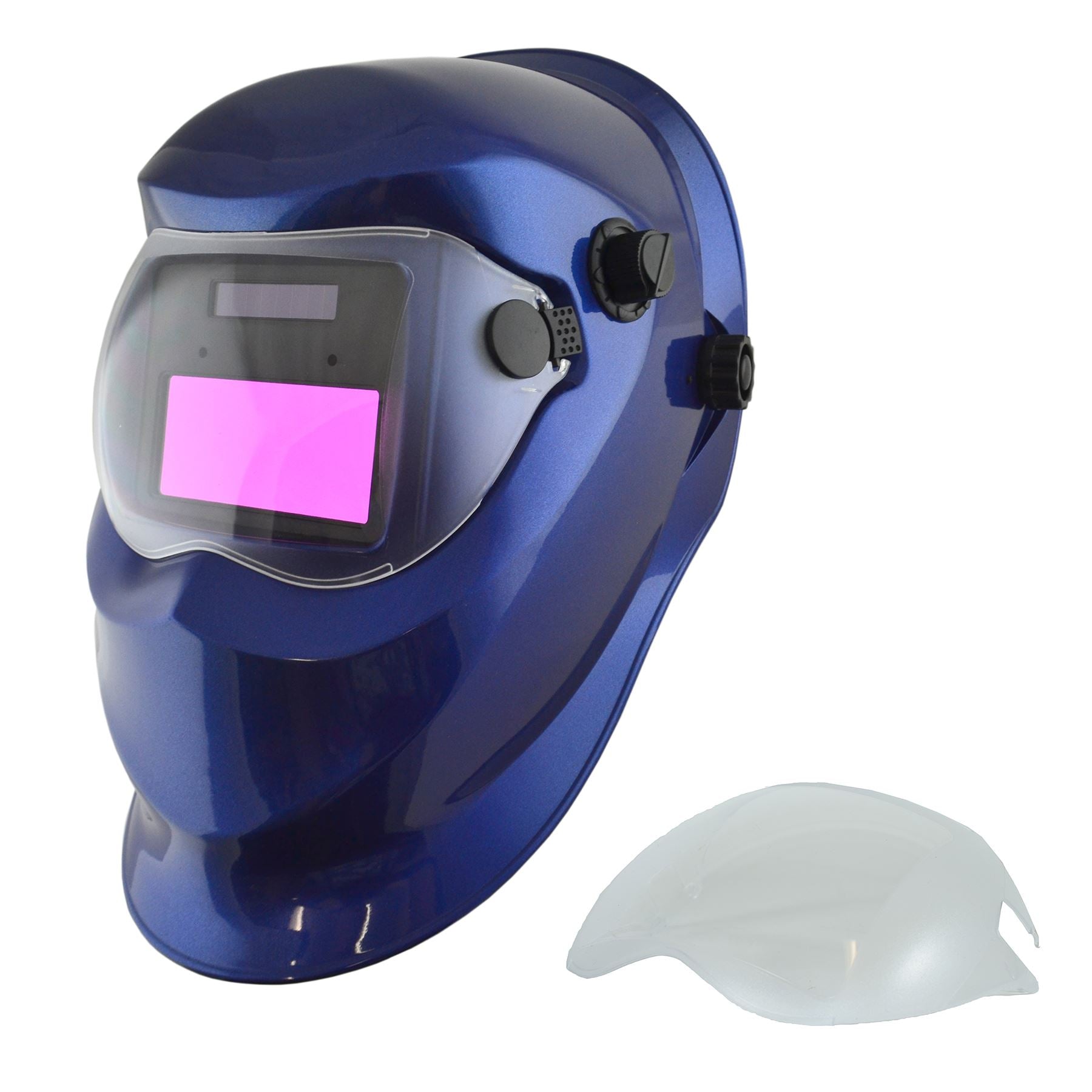 Auto Darkening Welders Helmet Mask Welding Grinding Blue & 1 x Lens Cover