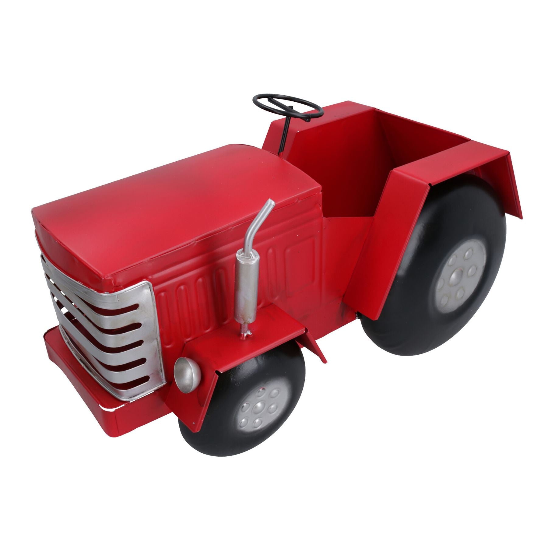 Roter Traktor Übertopf Blumentopf Garten Metall Ornament Bauernhof Haus Kräuter