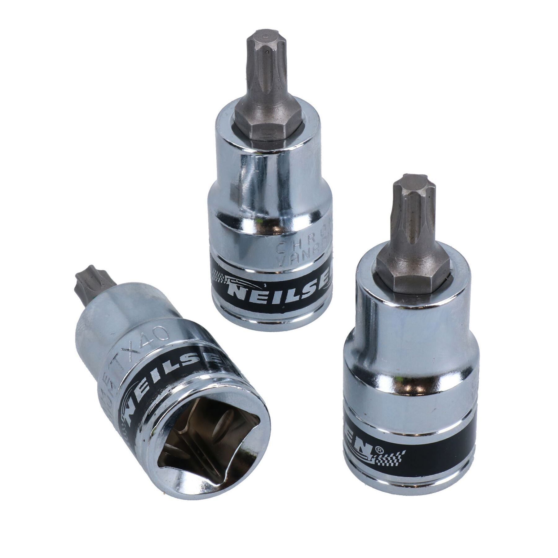 T40 Torx/Stern-Bit-Steckschlüsseleinsätze, 1/2 Zoll Antrieb, 3-tlg., 55 mm, Chrom-Vanadium CRV