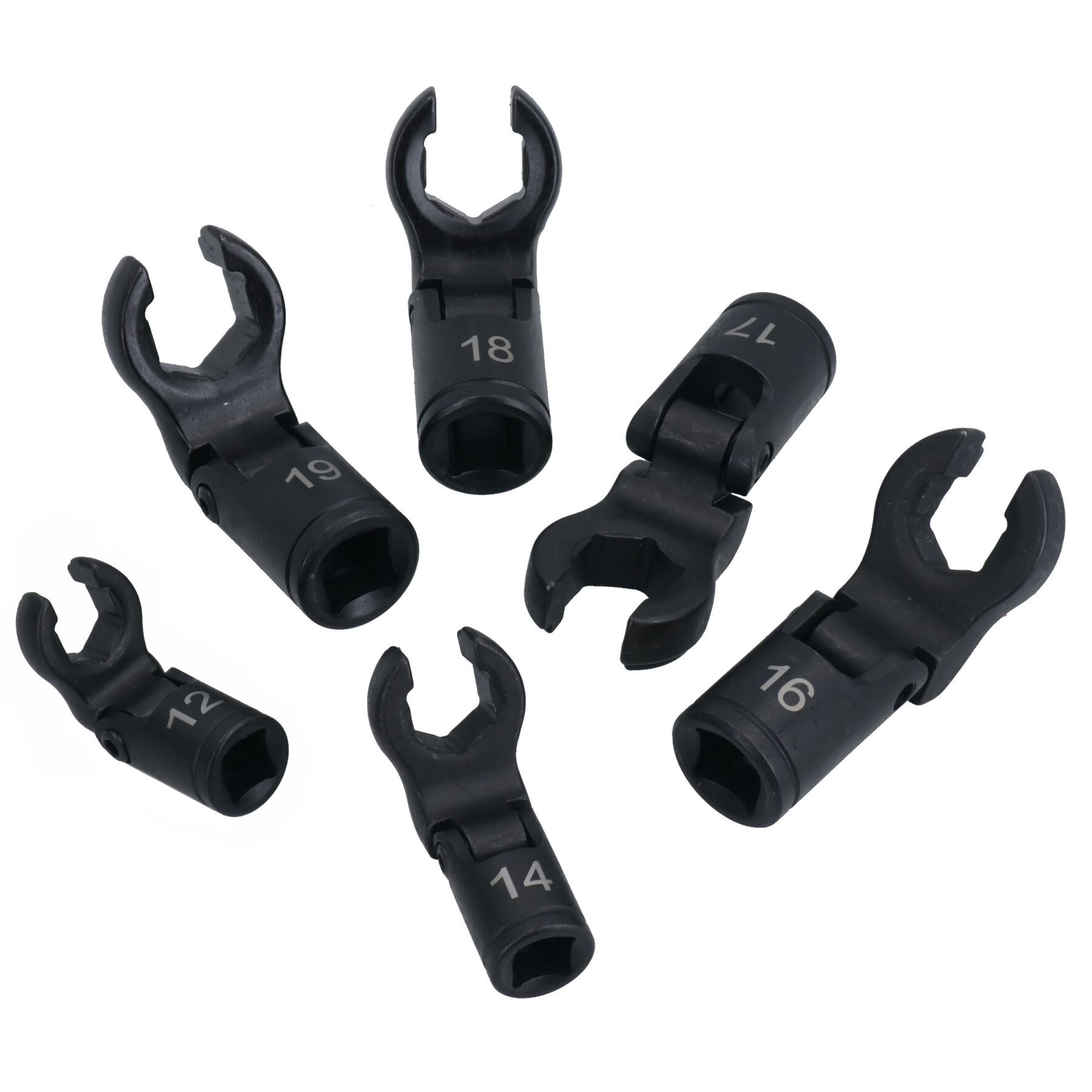 Clé à chocs pivotante à tête flexible métrique à entraînement de 3/8 po 12 à 19 mm 6 pièces