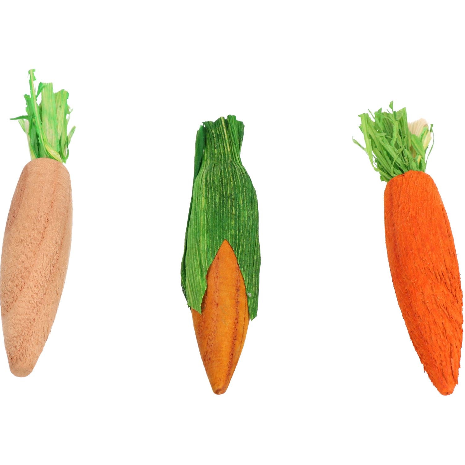 Lot de 3 jouets à grignoter en forme de légumes 3D Woodies pour petits animaux