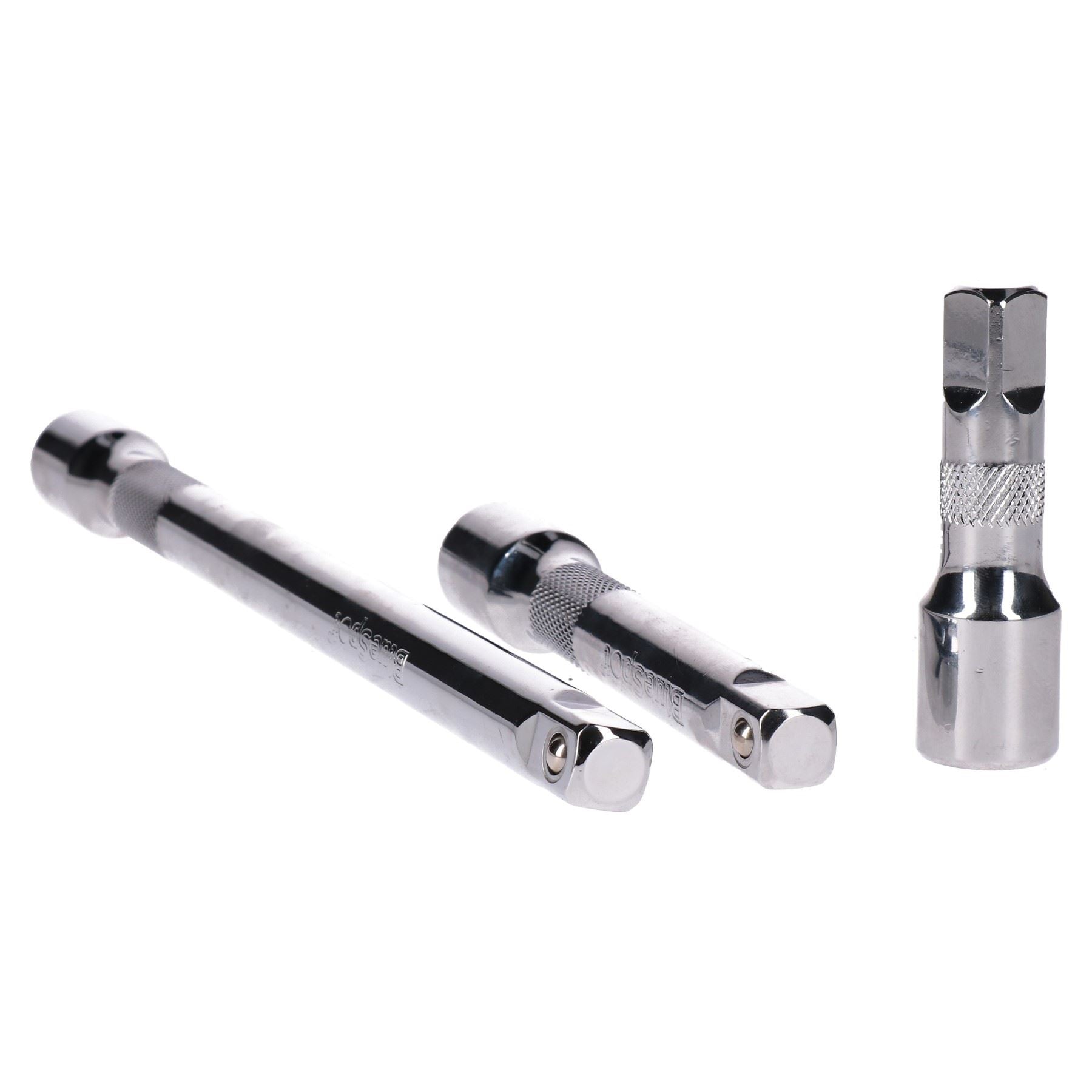 9-teiliges Verlängerungsset mit geraden Stecknüssen, 1/4 Zoll, 3/8 Zoll und 1/2 Zoll Antrieb, 75 mm, 125 mm, 250 mm
