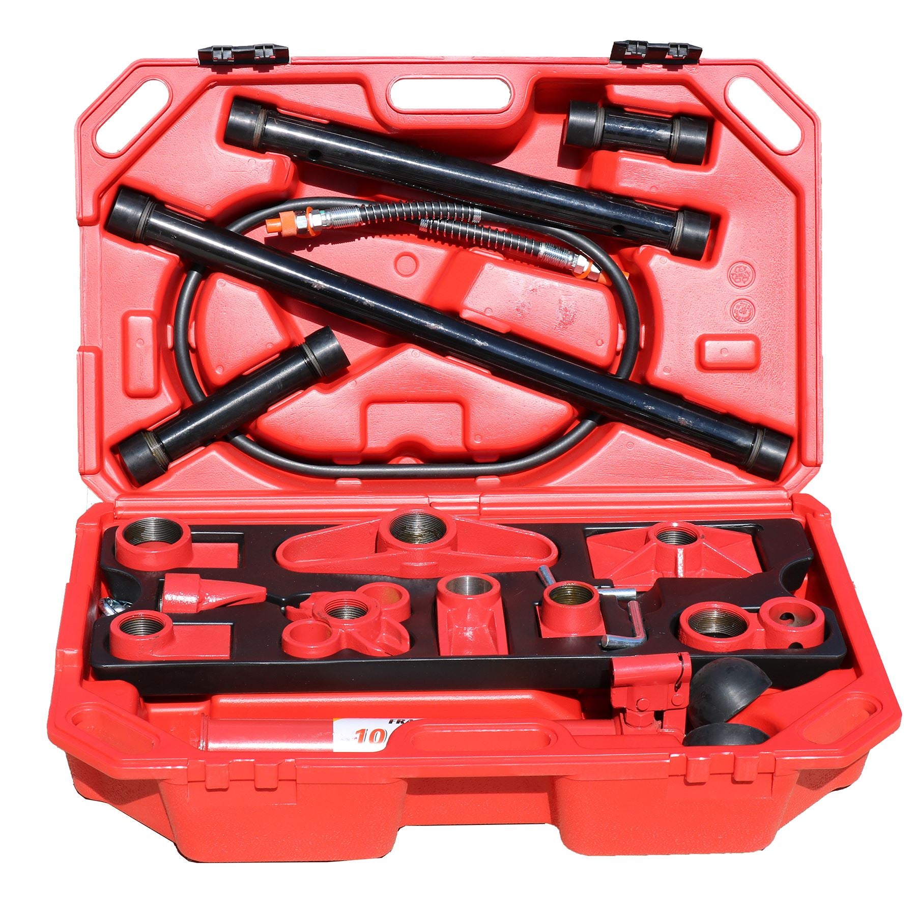 Kit d'outils de réparation de carrosserie automobile hydraulique portable de 10 tonnes avec vérins de poussée et de traction Porta Pack