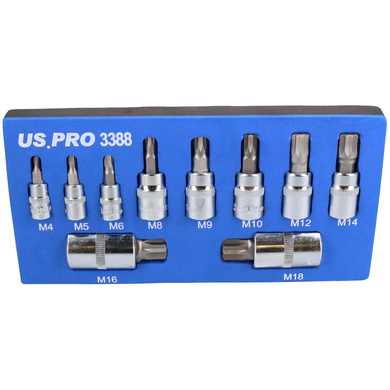 Triple Square Spline And Tamperproof Sockets 1/4" 3/8" And 1/2" Dr 10pcs AT303