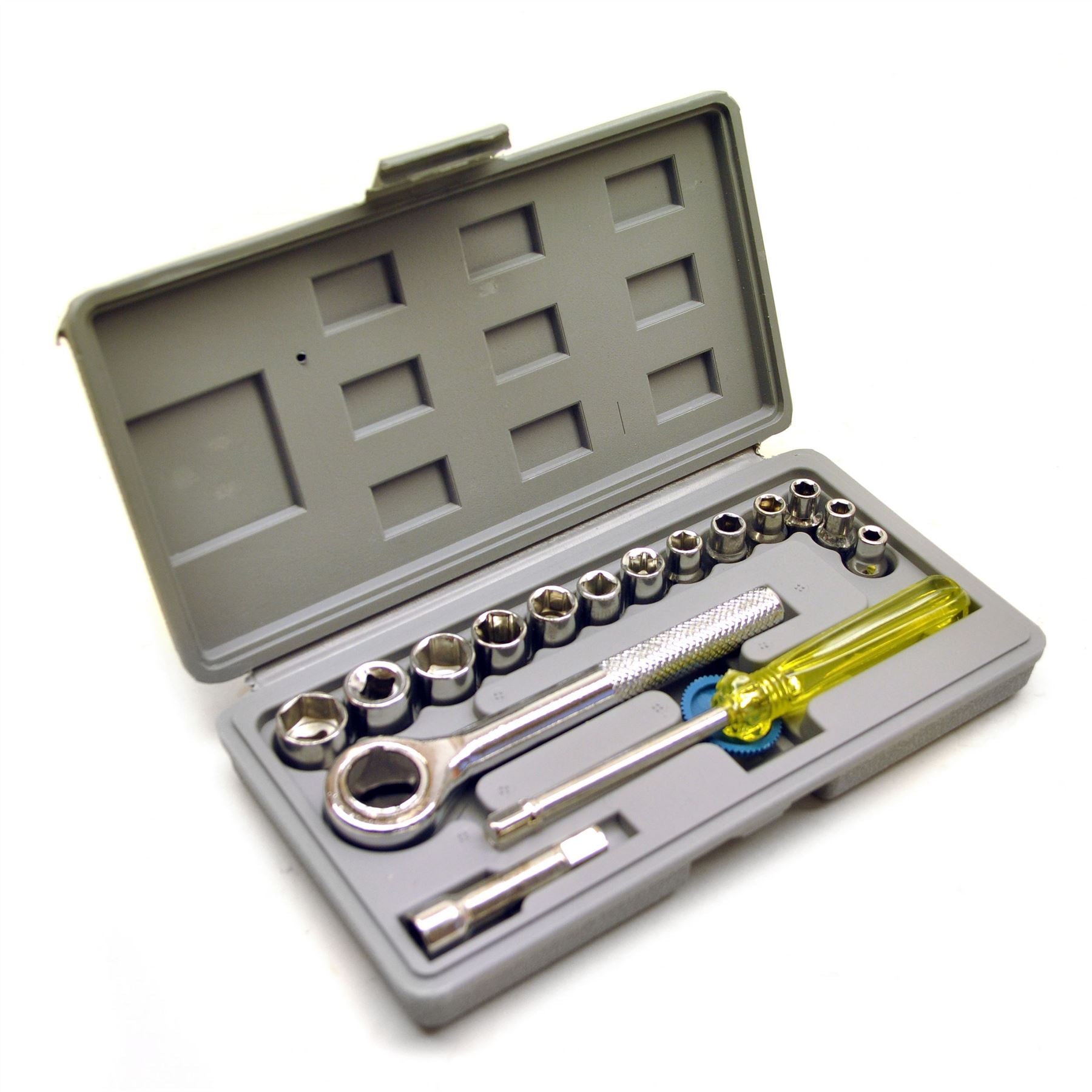 Jeu de douilles peu profondes 1/4" avec cliquet 17 pièces métriques 4 mm à 13 mm TE397