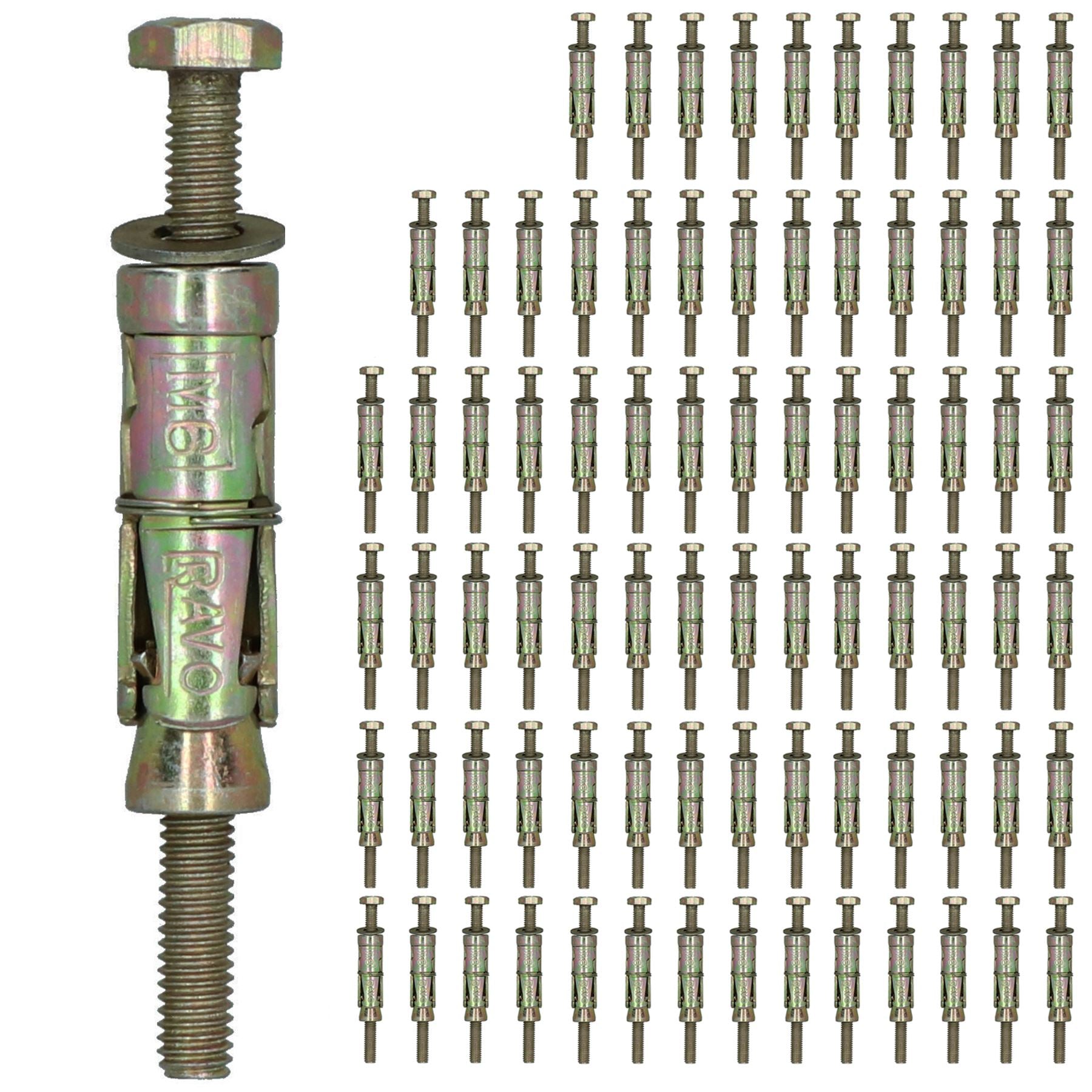 M6 6mm x 75mm Expansion Rawl Bolt for Masonry Sleeve Anchors Fastener
