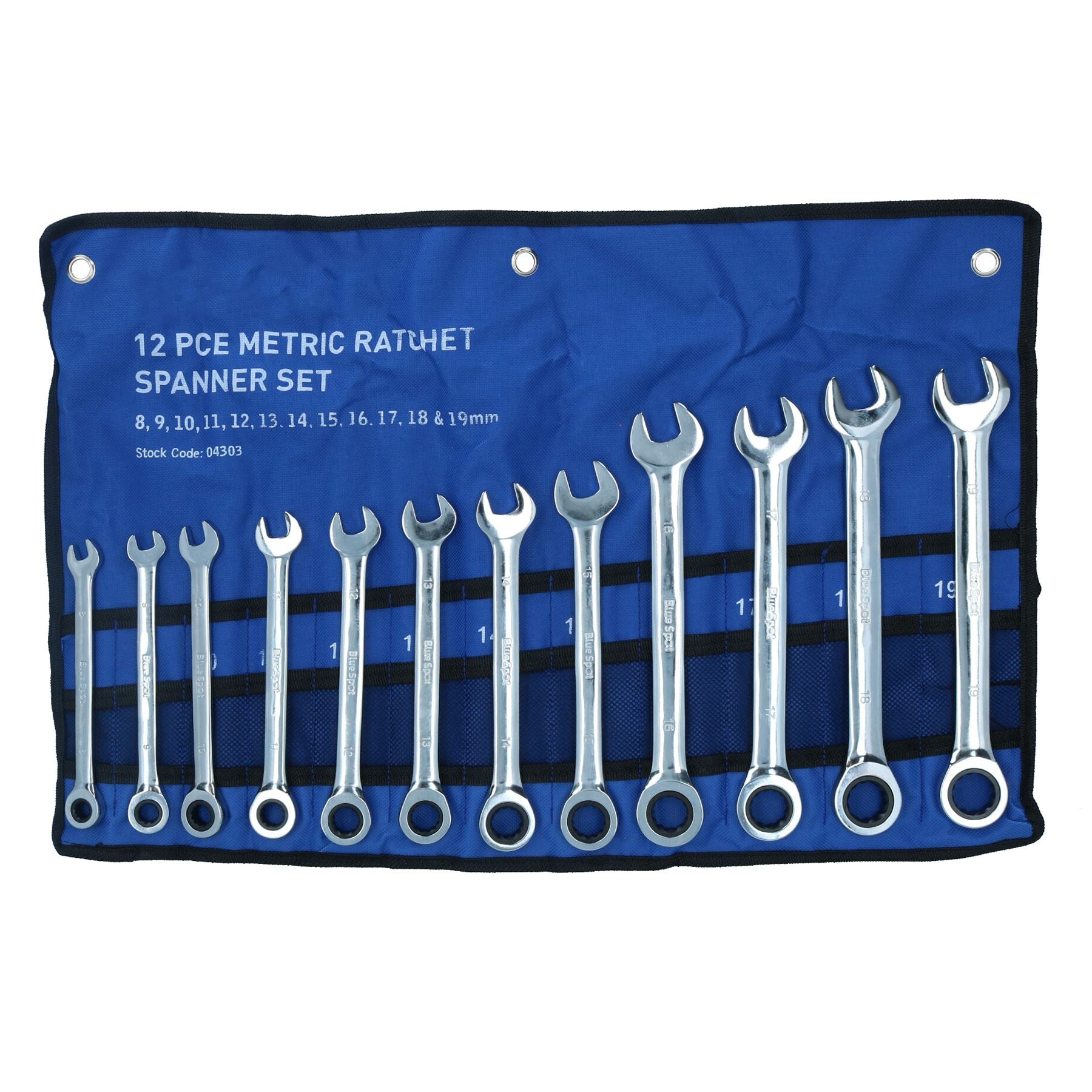 Metric 8mm – 19mm Ratchet Combination Spanner Wrench 12pc Set 72 Teeth