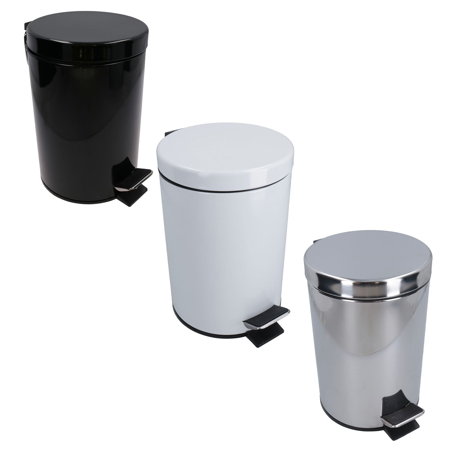 3L Waste Pedal Bin Kitchen Bathroom Office Metal House Rubbish Dustbin Flip Lid