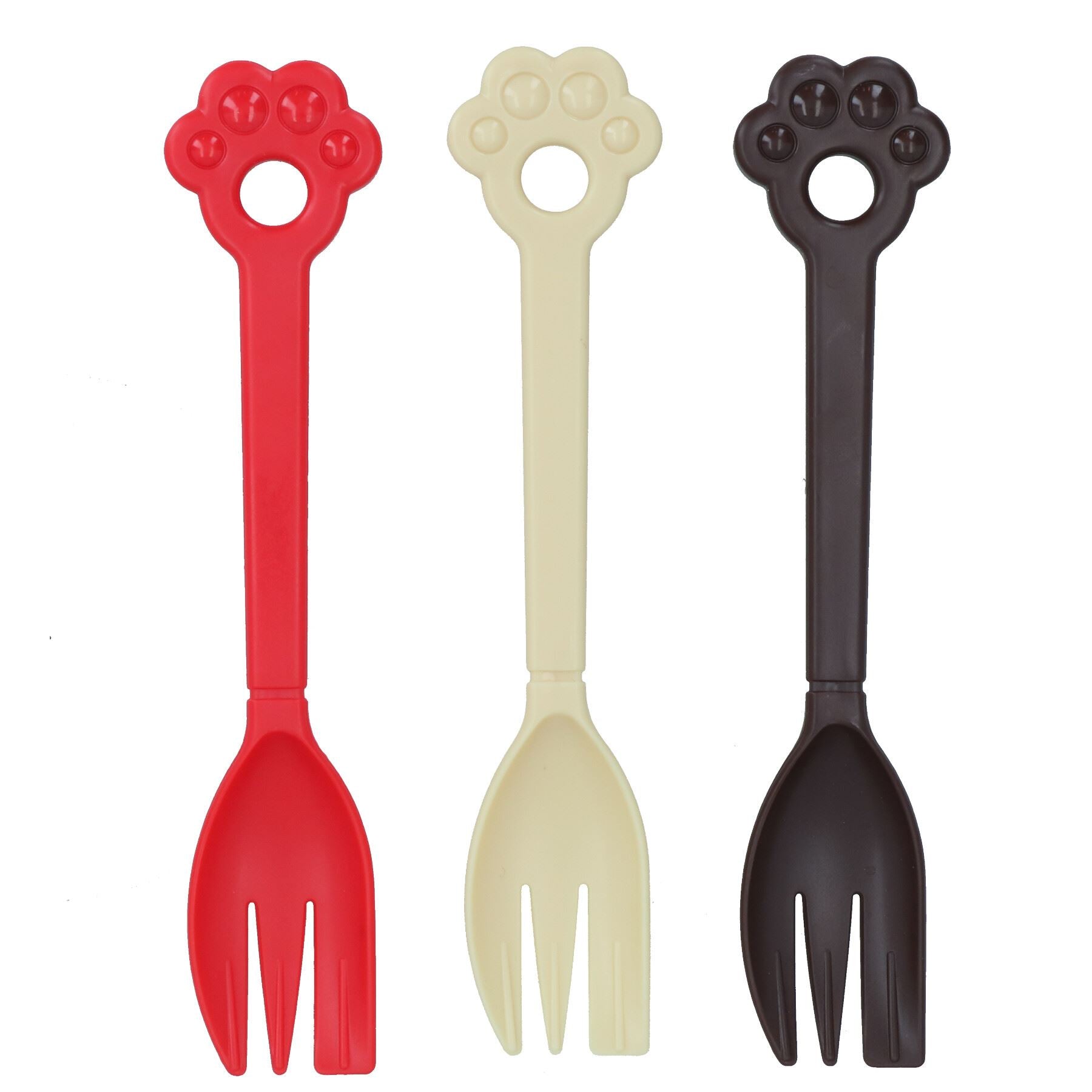 1pc Food Grade Plastic Dog Cat Feeding Fork Spork Assorted