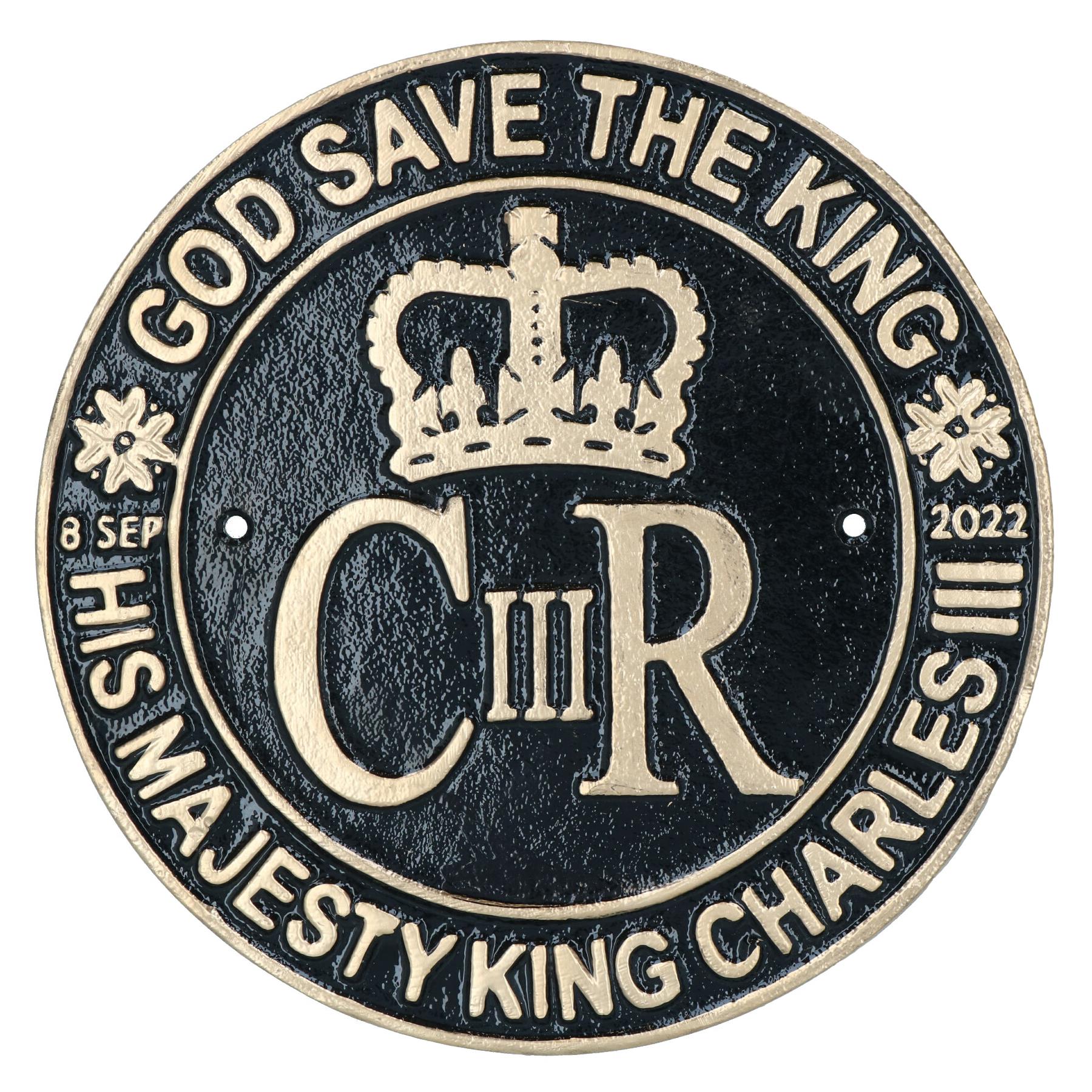 Plaque en aluminium Charles pour porte, mur, maison, portail, roi, royal, GB, Grande-Bretagne