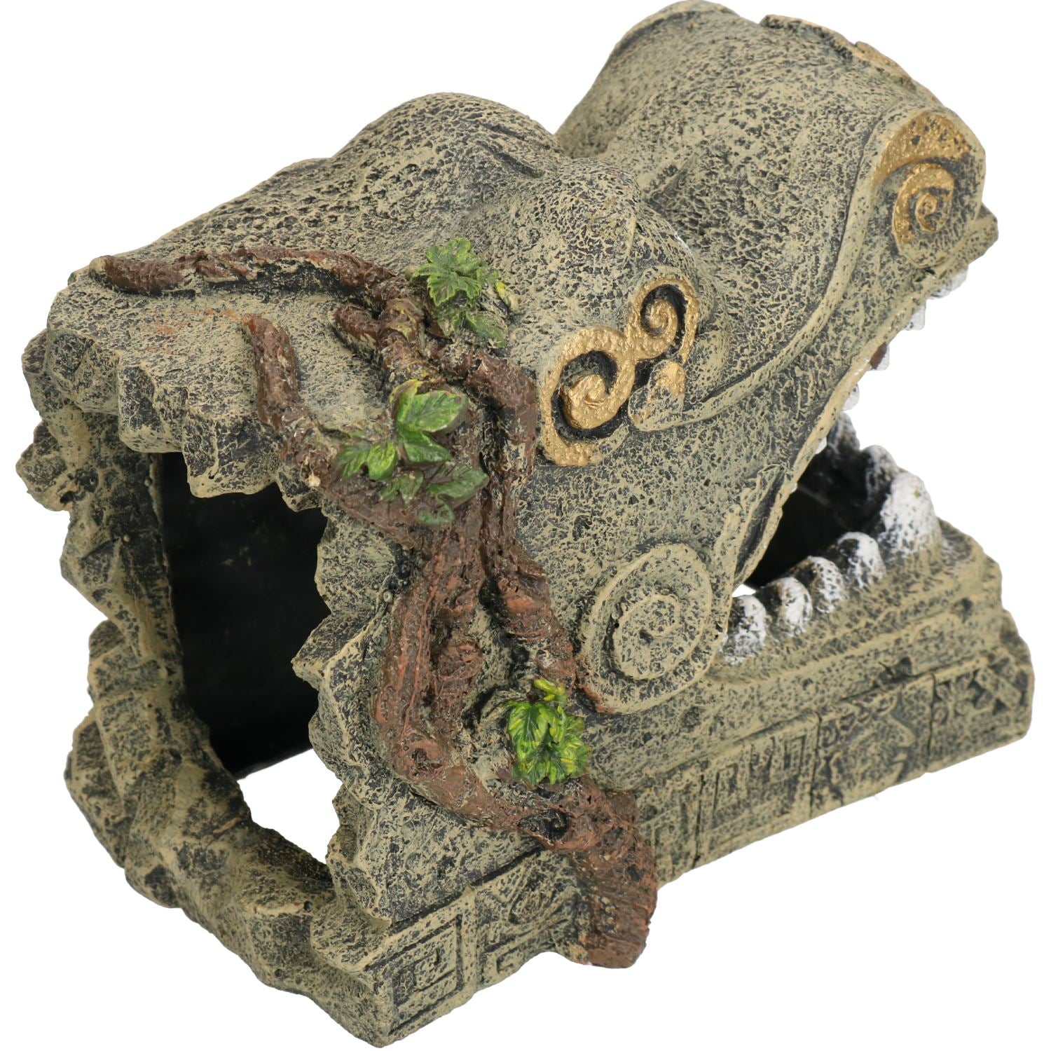 Décoration d'aquarium aquatique Tête de serpent Tombeau Ornement de réservoir de poisson 14x10x12cm
