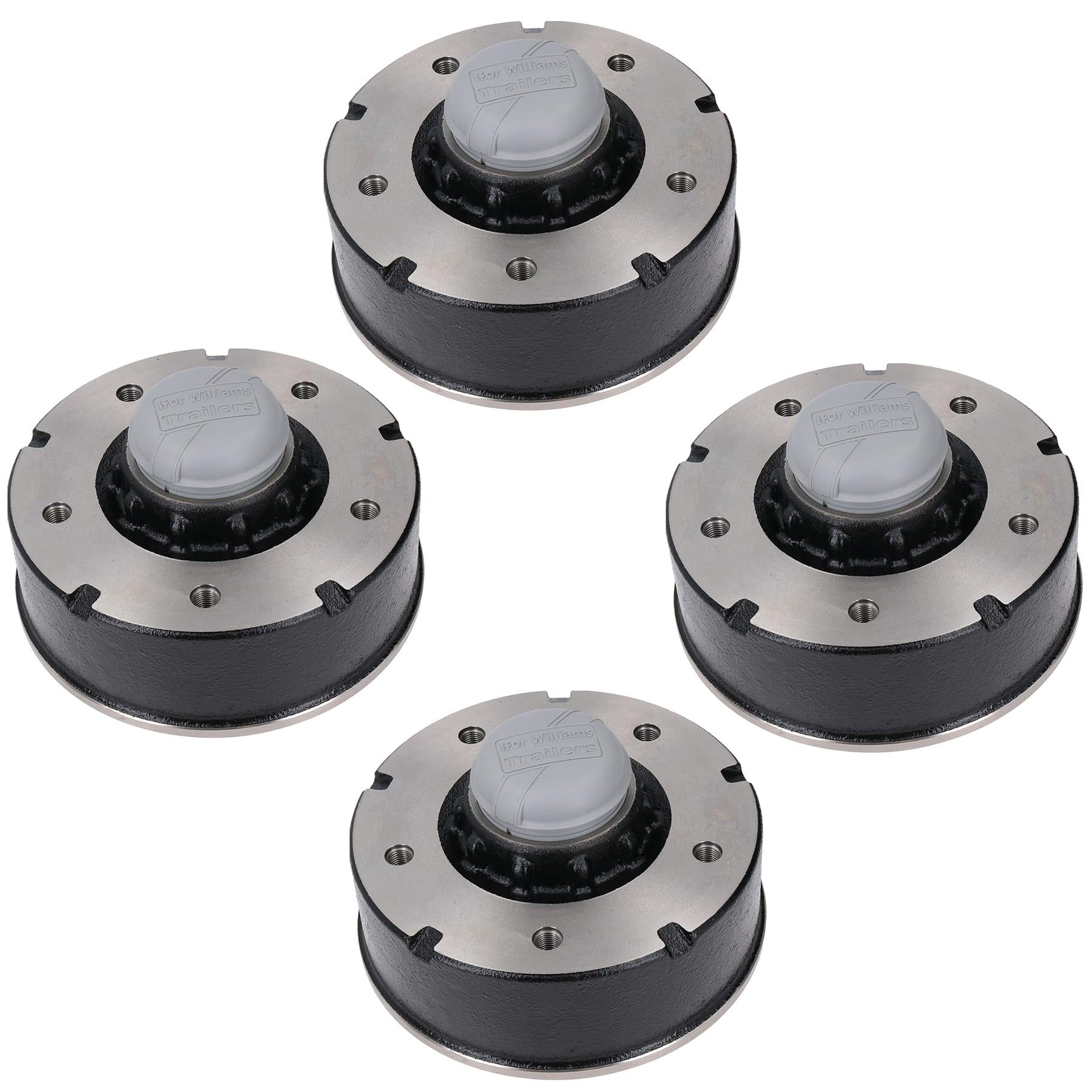 4er-Pack 200 x 50 mm Bremstrommeln und Lager für Ifor Williams Trailer 5 Bolzen 6,5 Zoll PCD