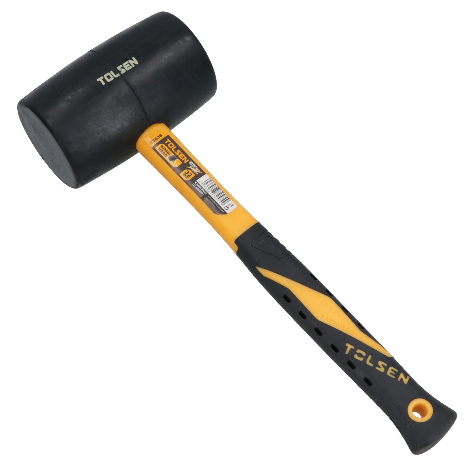 32oz Black Rubber Mallet With Fibreglass Handle Hammer Non Marking Head