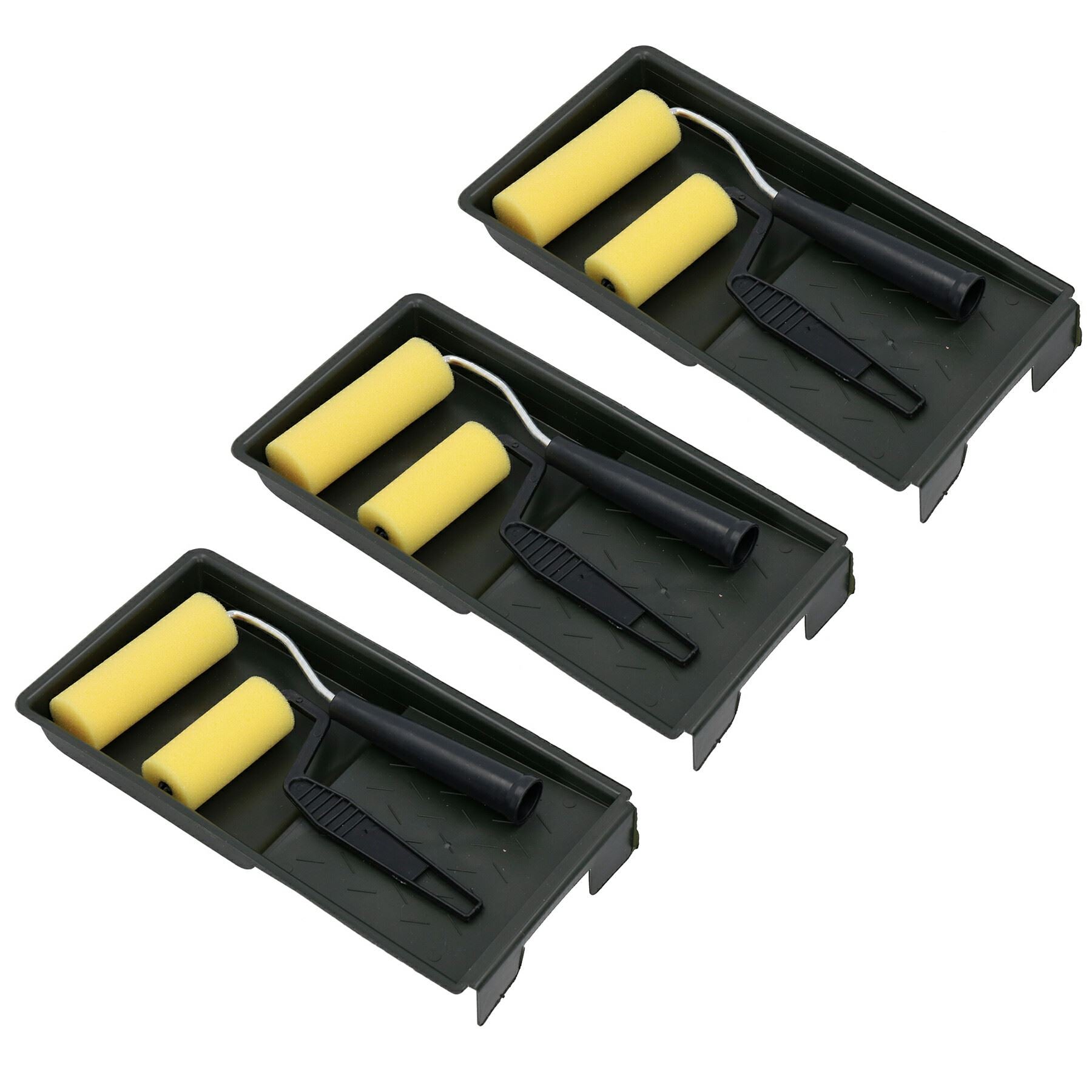Ensemble de mini plateaux pour rouleaux de peinture 3" + 4" Manchons en mousse Rouleaux Peinture à base de solvant