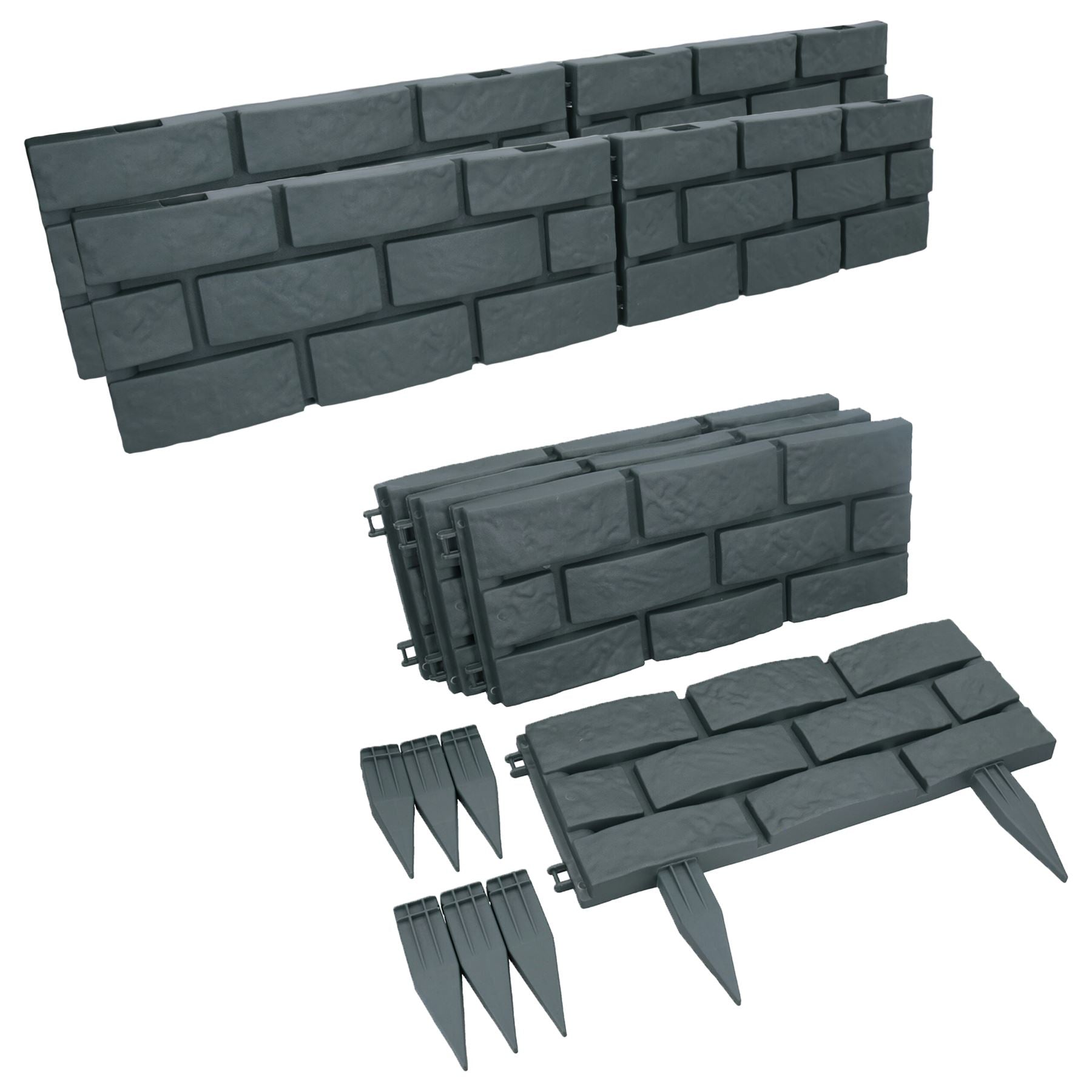 Bordure de jardin en plastique ABS effet brique gris vert