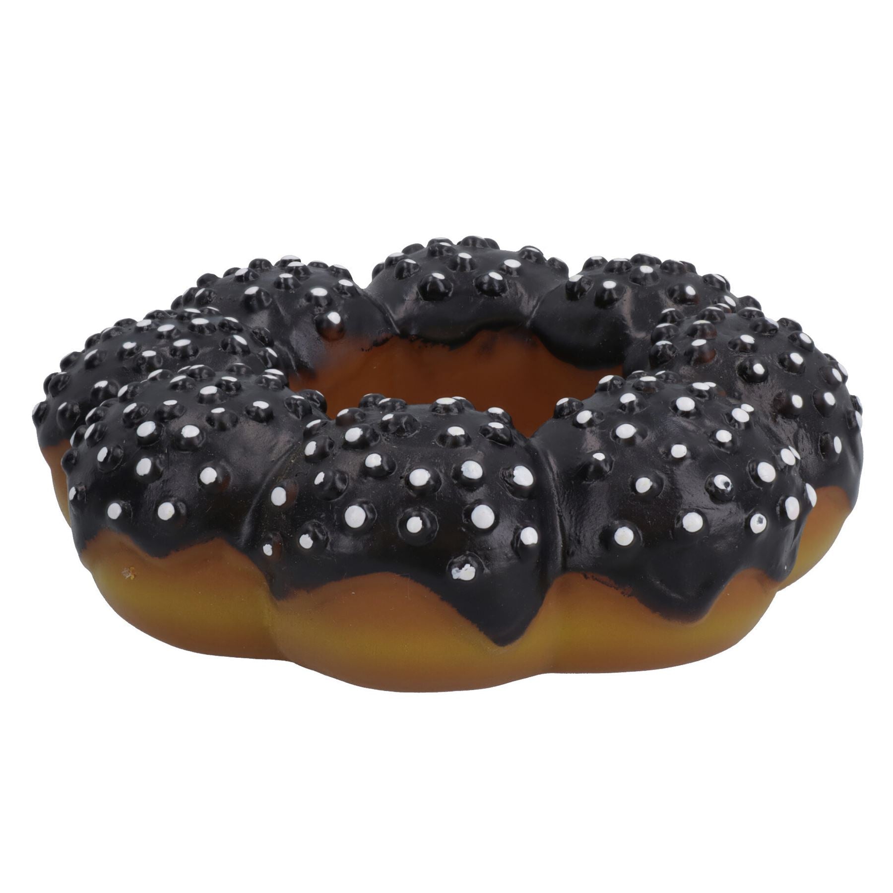 Haustier Hund Vinyl schwarz Donut Essen Hundespielzeug Spielspielzeug mit Squeeze 4x4x14cm