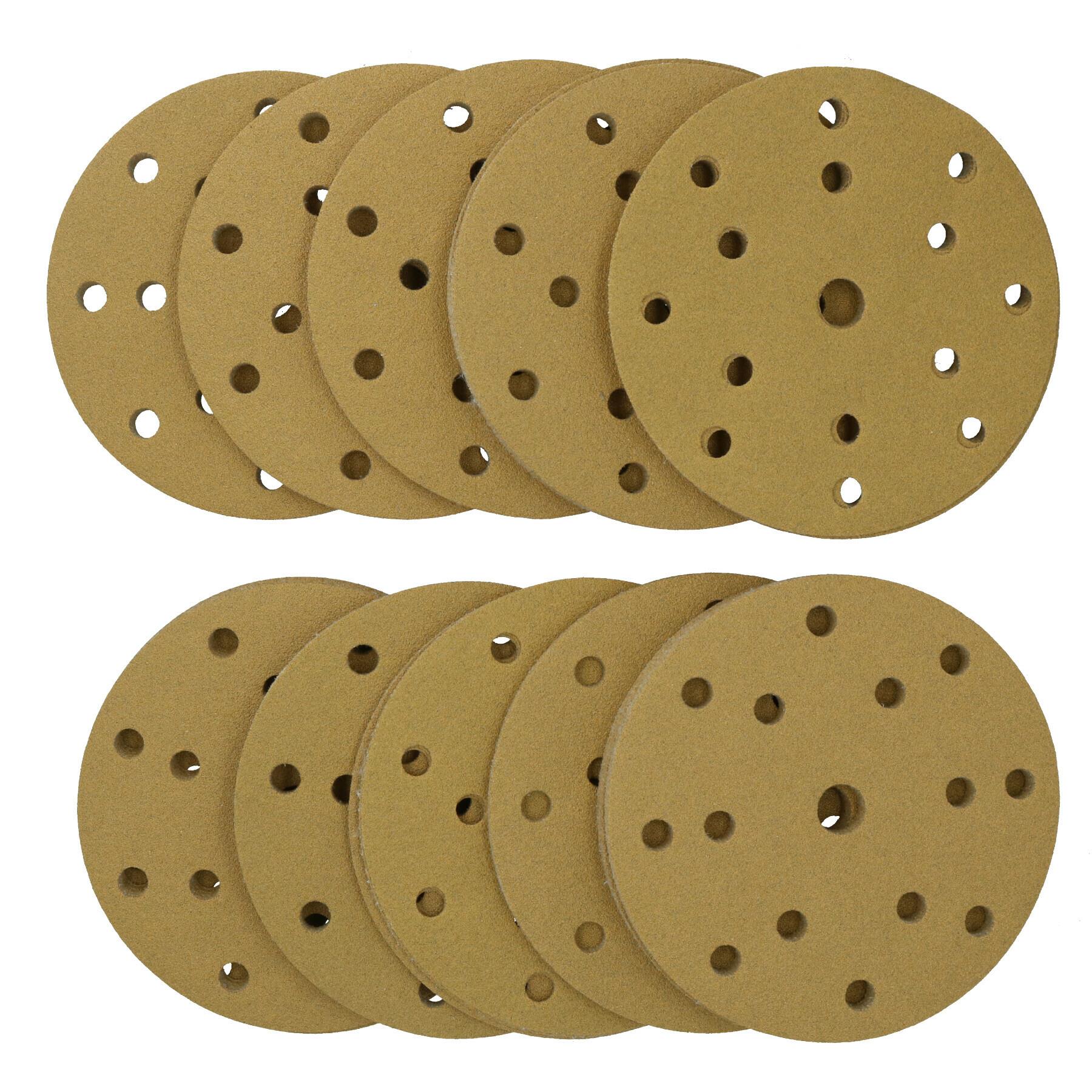 150 mm Schleifscheiben Aluminiumoxid Schleifmittel 120er Körnung 15 Löcher Haken + Schlaufe