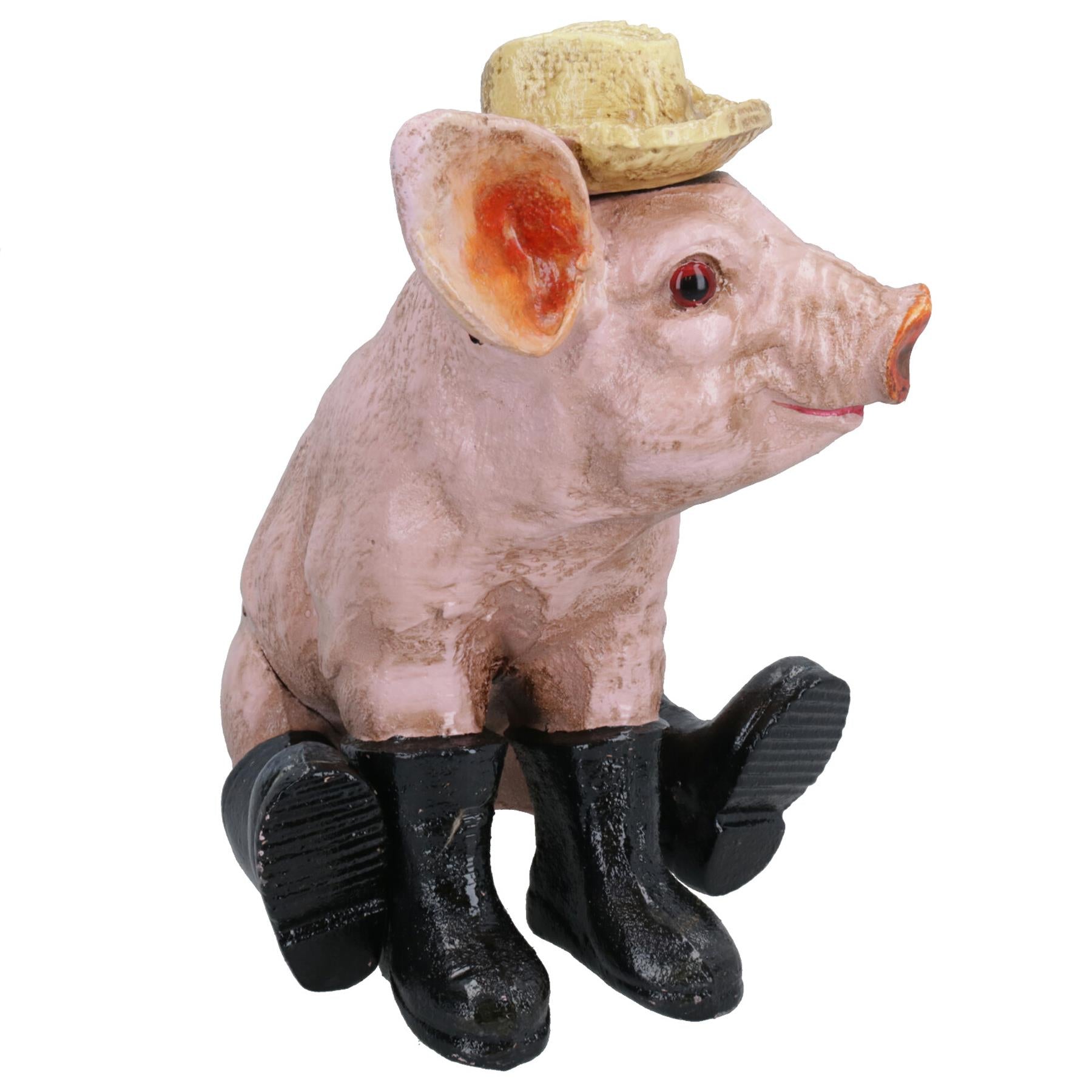 Schwein mit Stiefeln Gusseisen Modell Statue Figur Sammler Skulptur Ornament Hog