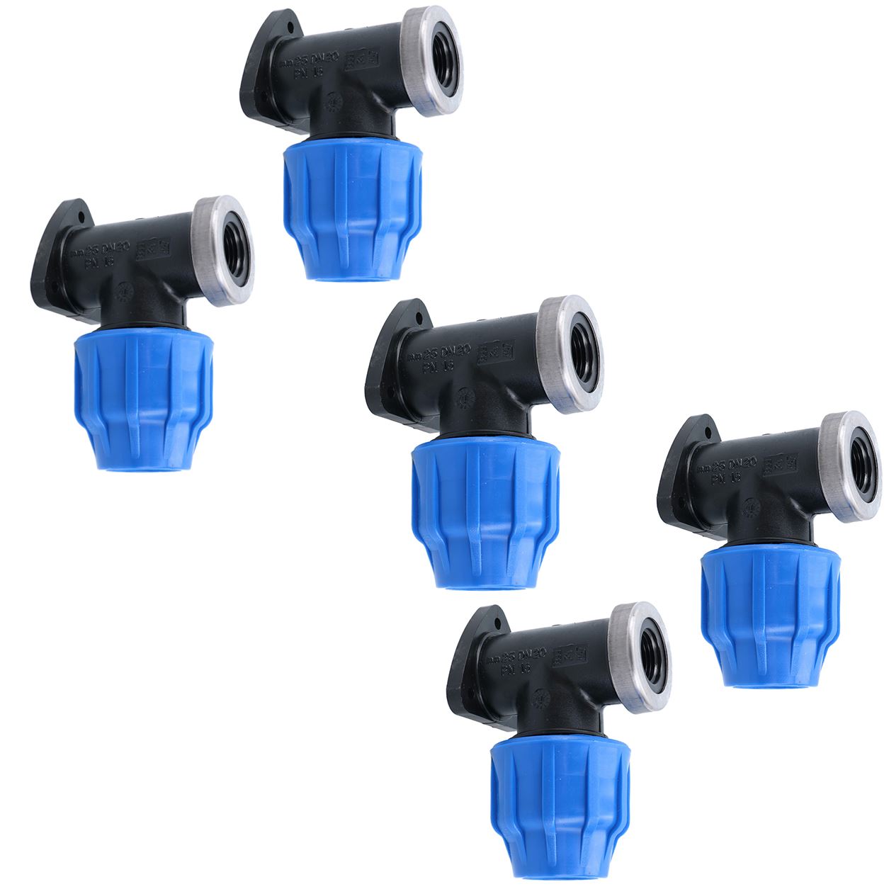 Coude mural en PEMD 20 mm x 1/2" Raccord de robinet extérieur Connecteur fileté Coude