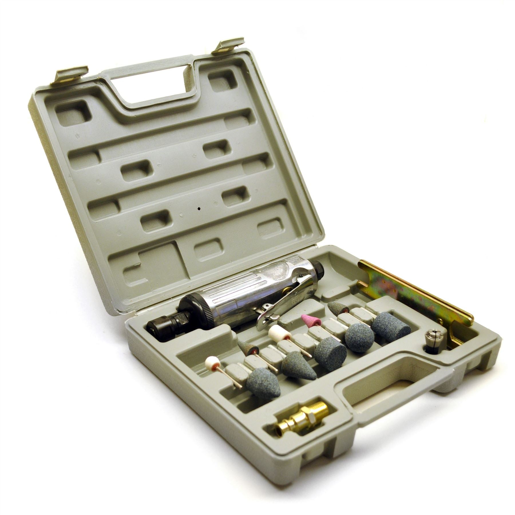 Kit de meuleuse pneumatique droite 15 pièces 1/4" et pierre/accessoires TE352