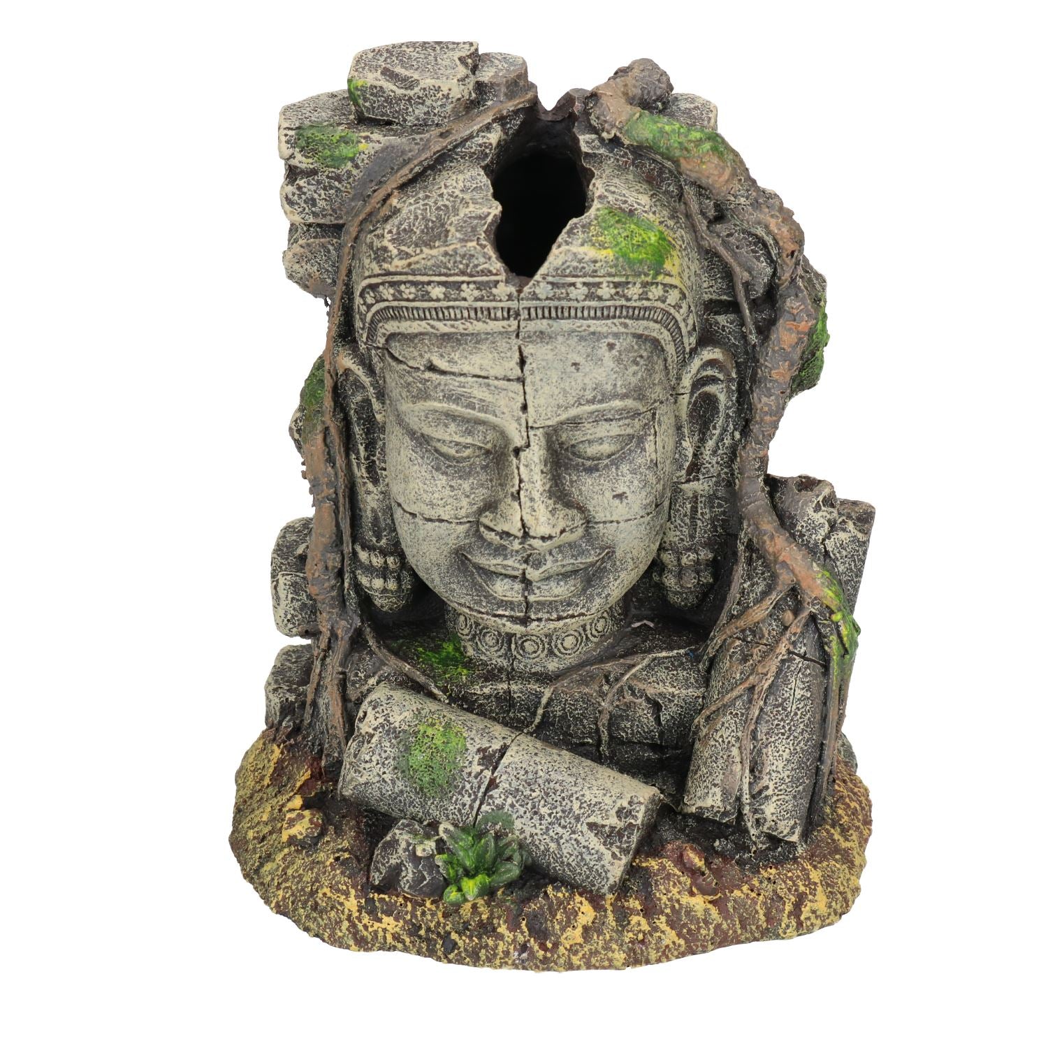 Aquatische Aquarium alten Stein Kopf Ruine Fisch Tank Ornament 14x10x17cm